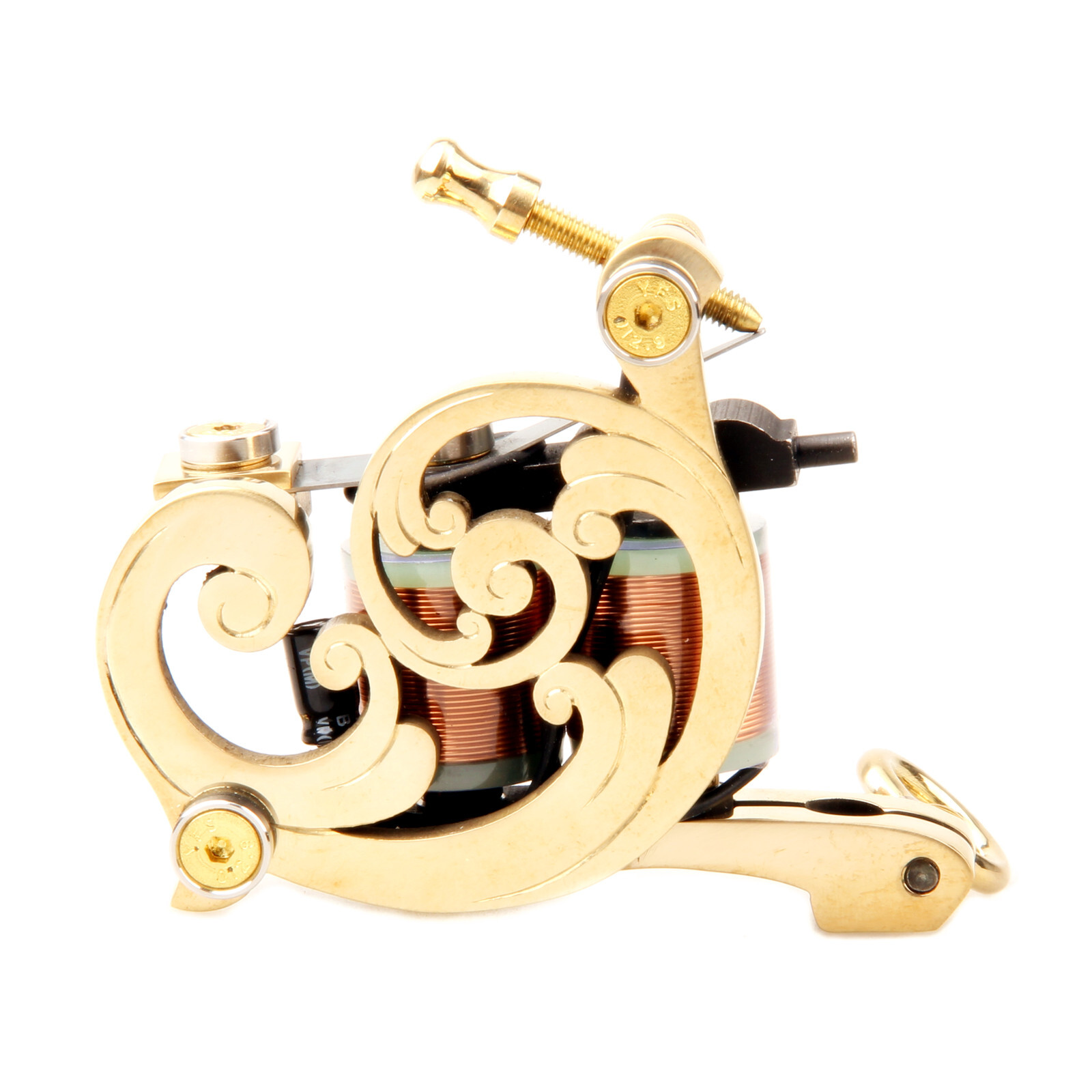 Brass Frame Tattoo Machine With 28mm 12 wraps 22 AWG Copper Wire Coils Shader