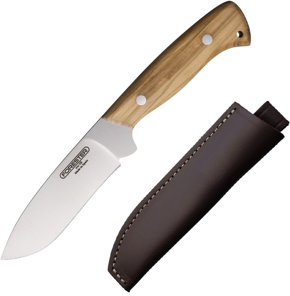 Forester Sauer Fixed Knife 4.25" Full Tang MV-58 Steel Blade Olive Wood Handle