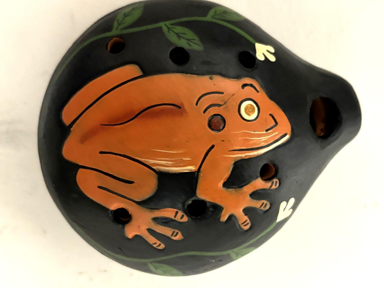 Peruvian Peru Clay Pottery OCARINA frog Flute whistle Musical Wind Instrument
