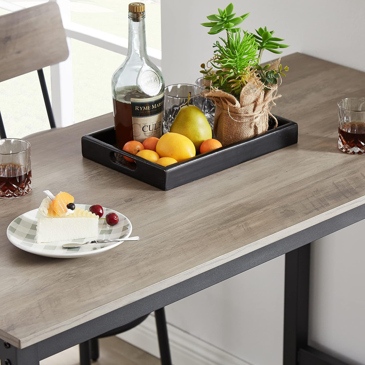 5 Piece Bar Table Set with 4 Bar Stools, Industrial Counter Height Pub Table Set