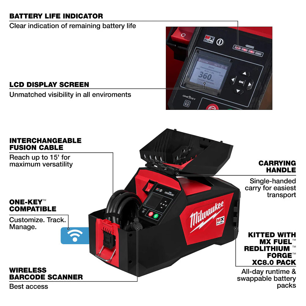 Milwaukee MXF545-XC MX FUEL Electrofusion Processor High Performance Tool Kit