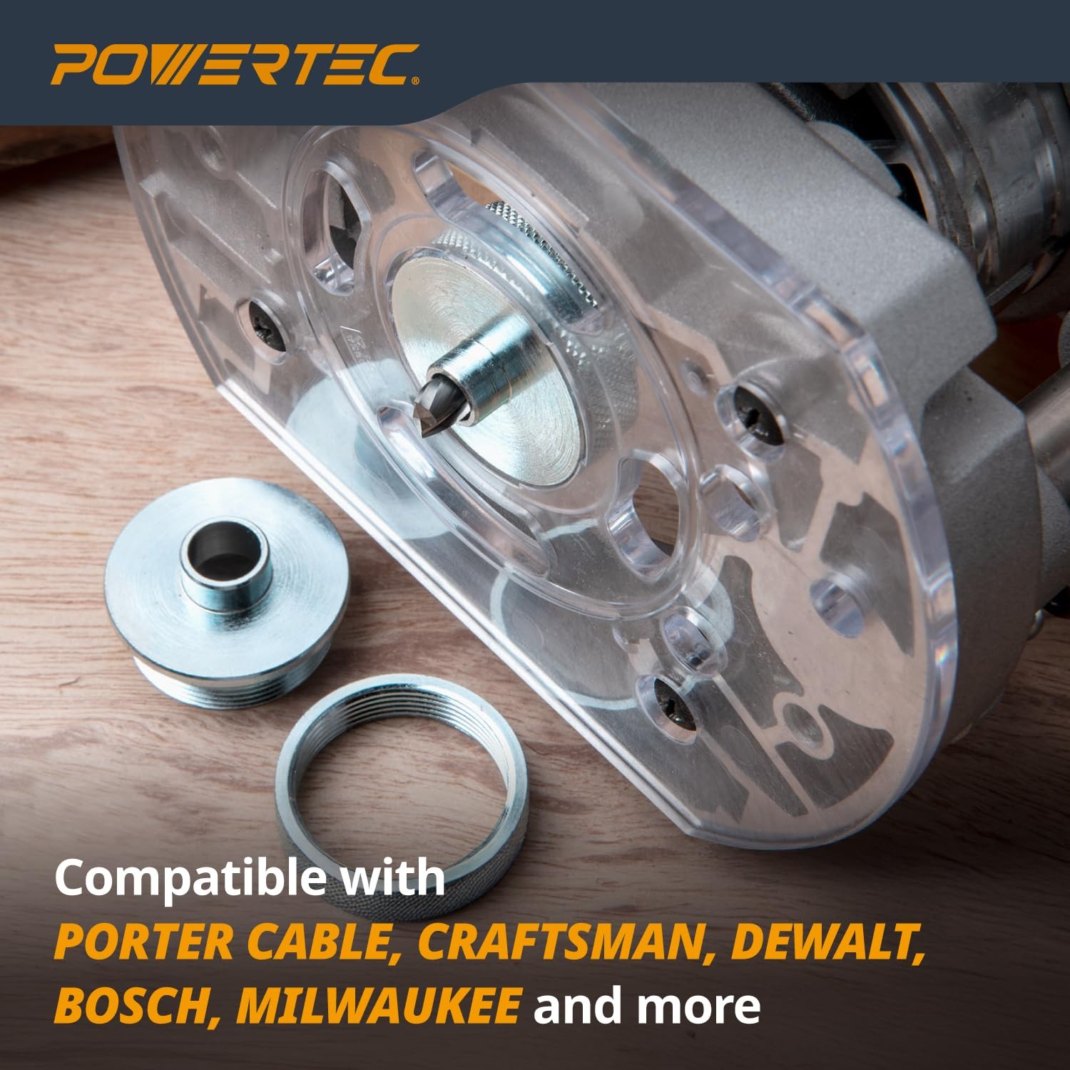 POWERTEC Router Guide, Router Bushing Guide Set, Router Template Guide 10 Pcs...