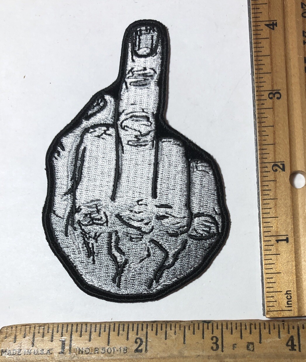 Middle Finger Iron On Patch Biker Motorcycle 2.5” x 4” Give The Bird Hand