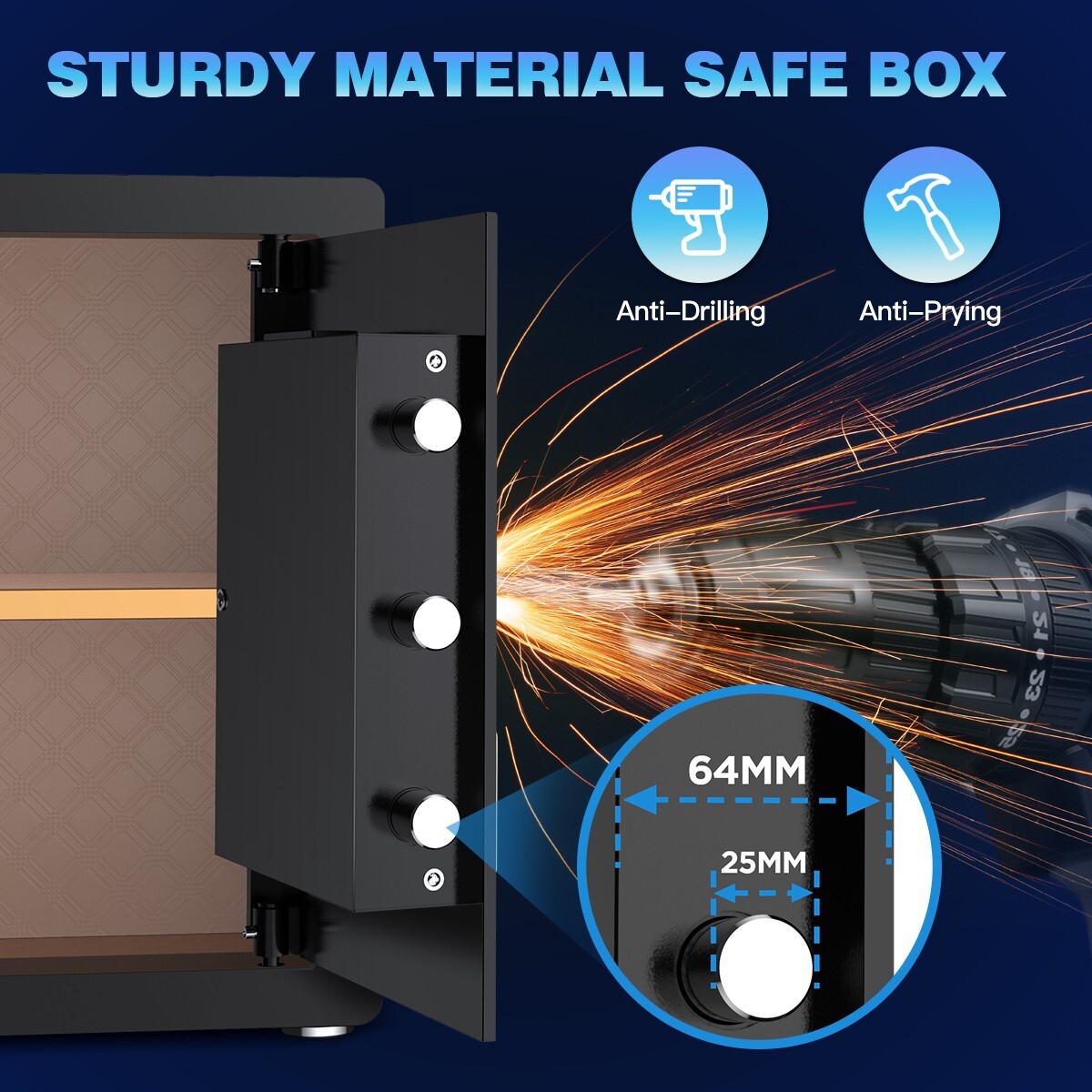 TNTANTS 3.8 Cuft Large Safe Box With Digital Keypad Fireproof Bag Alarm System