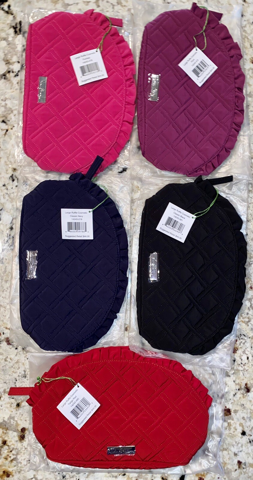 VERA BRADLEY LARGE Ruffle Cosmetic PICK COLOR Travel Makeup Case NWT Microfiber