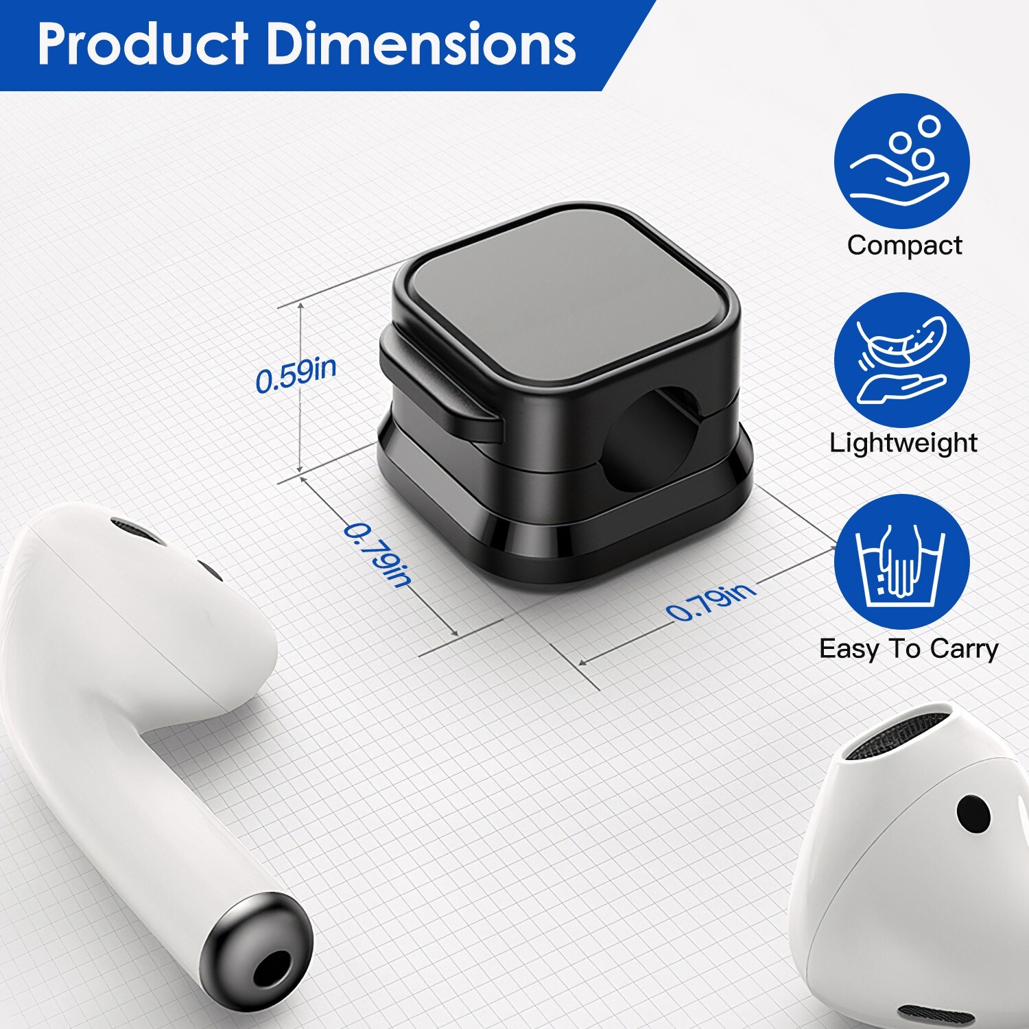 Magnetic Cable Clips Wire Organizer – 6 Pack Black – Cord Management
