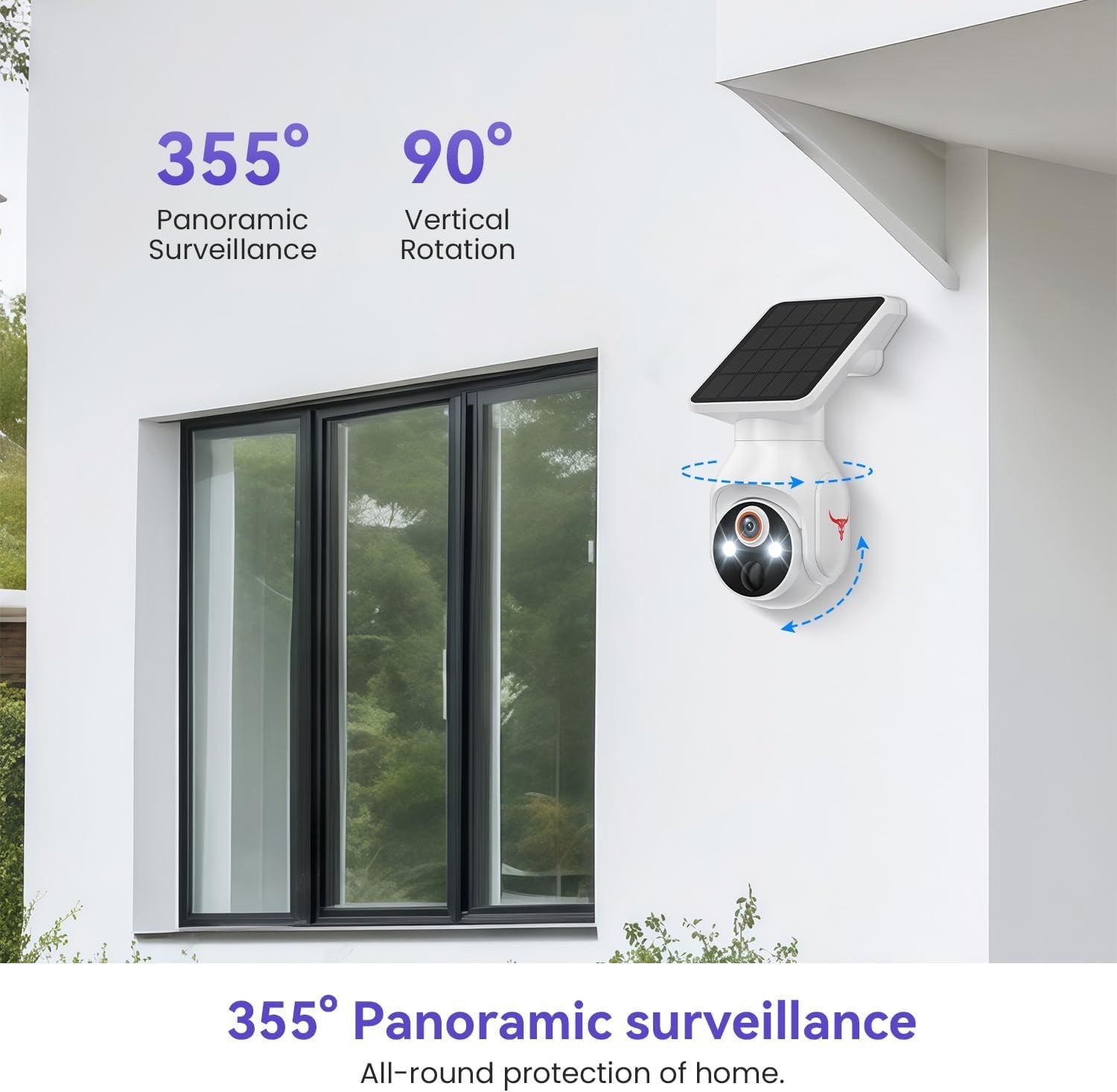 Camara De Seguridad Solar 360 Para Casa Exterior 2.4G WiFi Con Audio y Micrófono