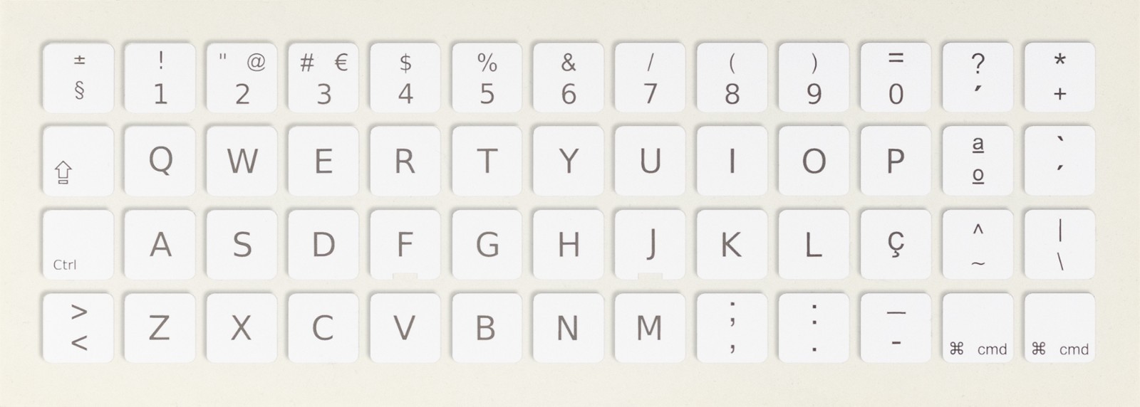 REPLACEMENT PORTUGUESE PT-PT KEYBOARD STICKERS KEY APPLE MACBOOK WHITE 14x14mm