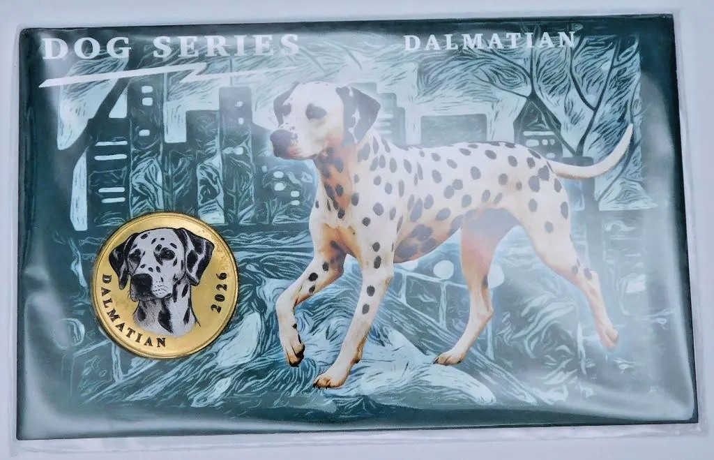 Dalmatian Dog Coin 2026 Pagan Myanmar 3 Dollars Souvenir token  in Folder