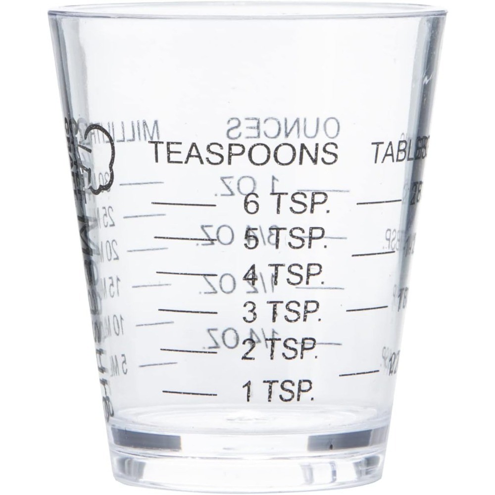 Clear Plastic Shot Measuring Cup with Ounce Teaspoon Tablespoon Markings