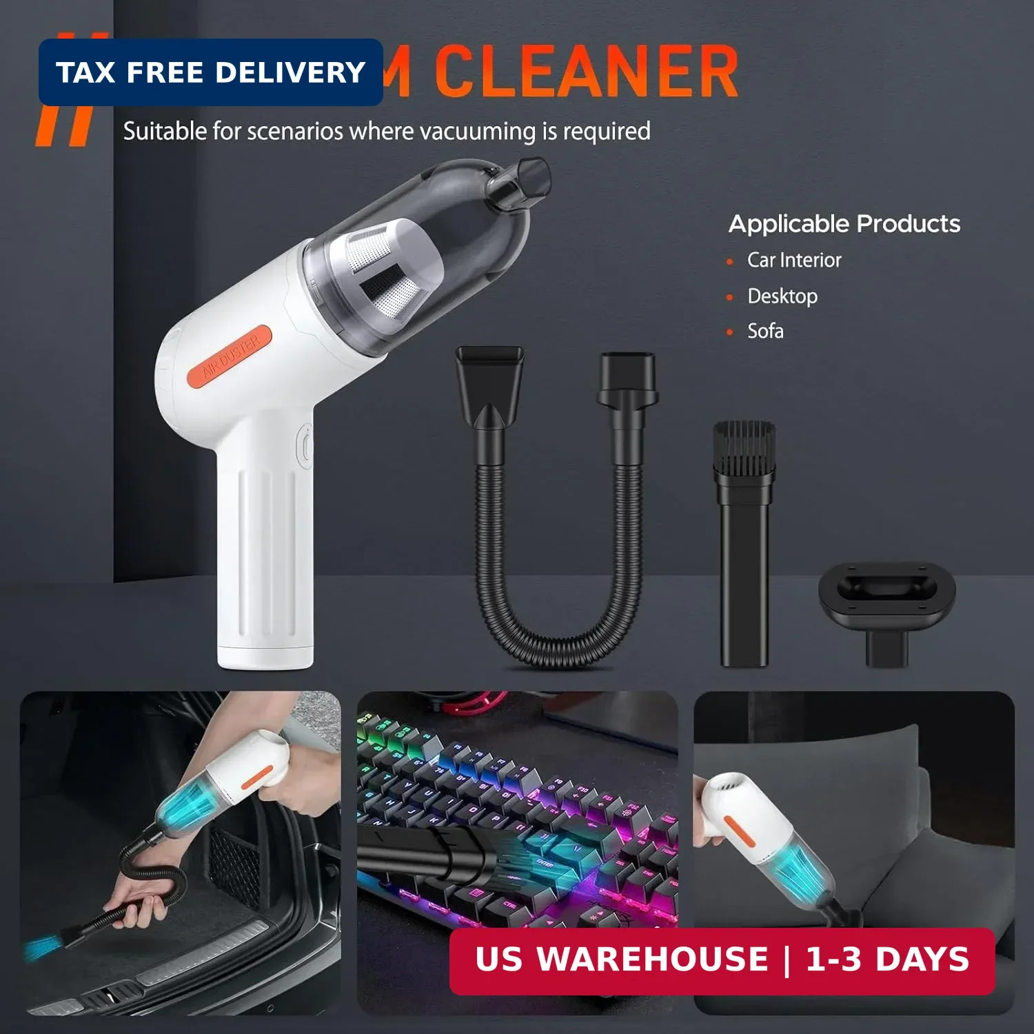 Reesibi 4 in 1 Powerful Compressed air Duster - 150000RPM Cordless Air Blower &