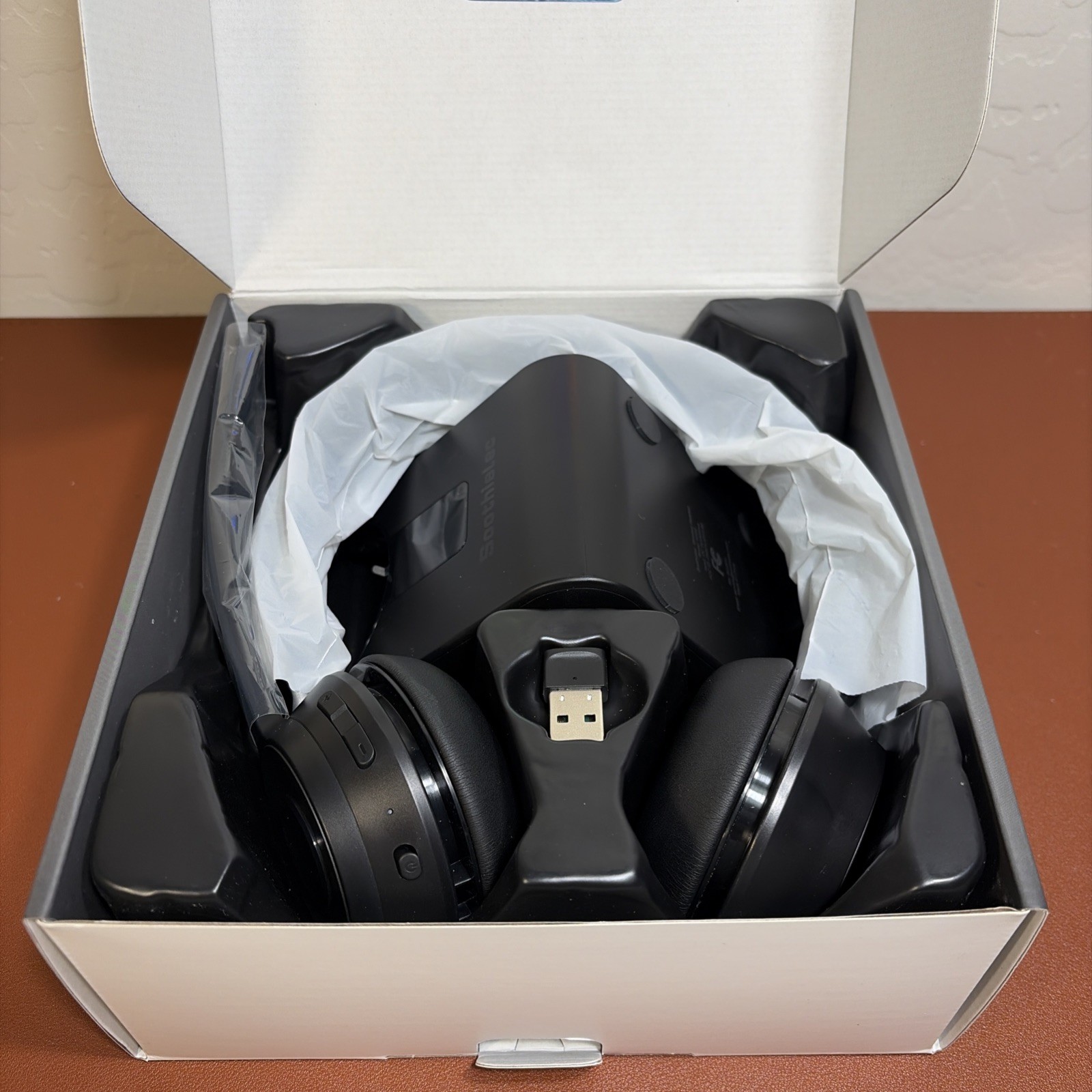 SoothieLec KH53 Wireless Bluetooth Headset Black Boom Mic Headband Double Ear