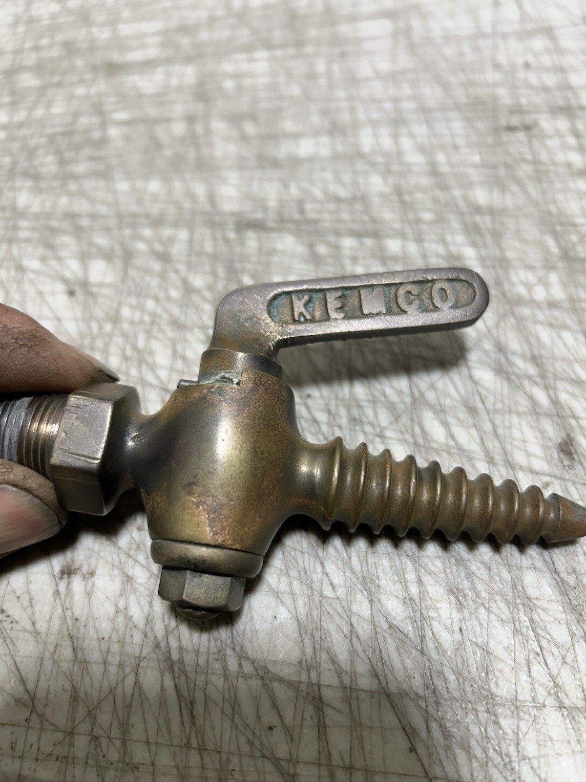 Vintage KEMCO Brass Laboratory Gas Valve With Serrated  Nozzle