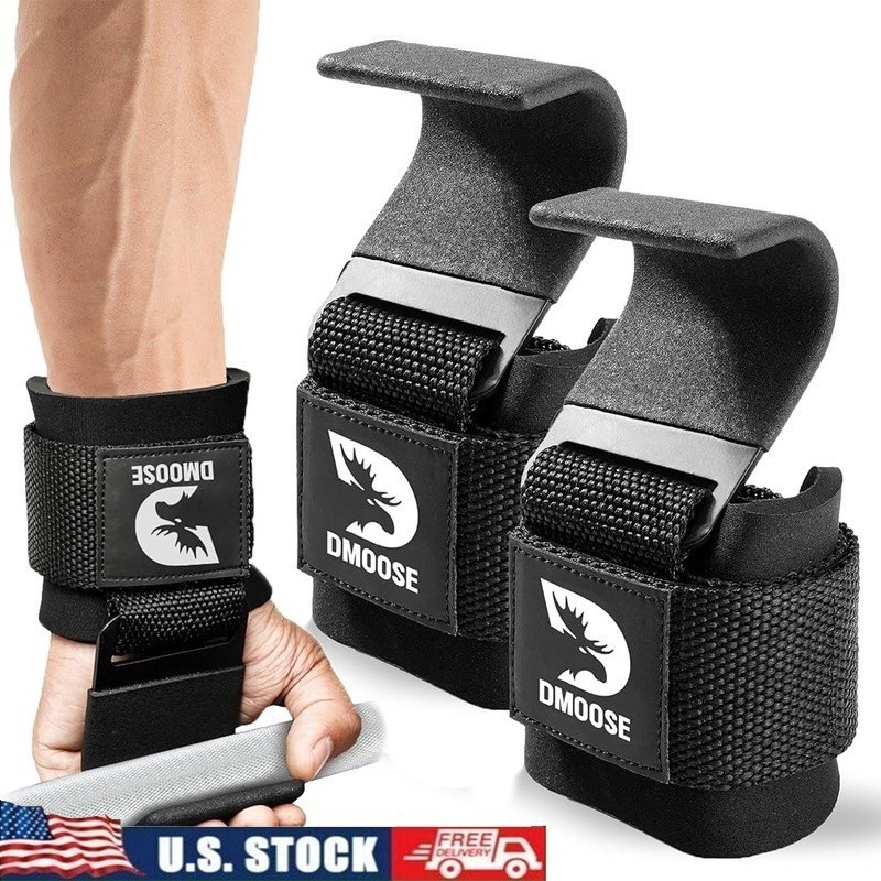 Wrist Hooks Weightlifting Straps Non Slip Gym Grips Reduce Wrist Pain Heavy Duty
