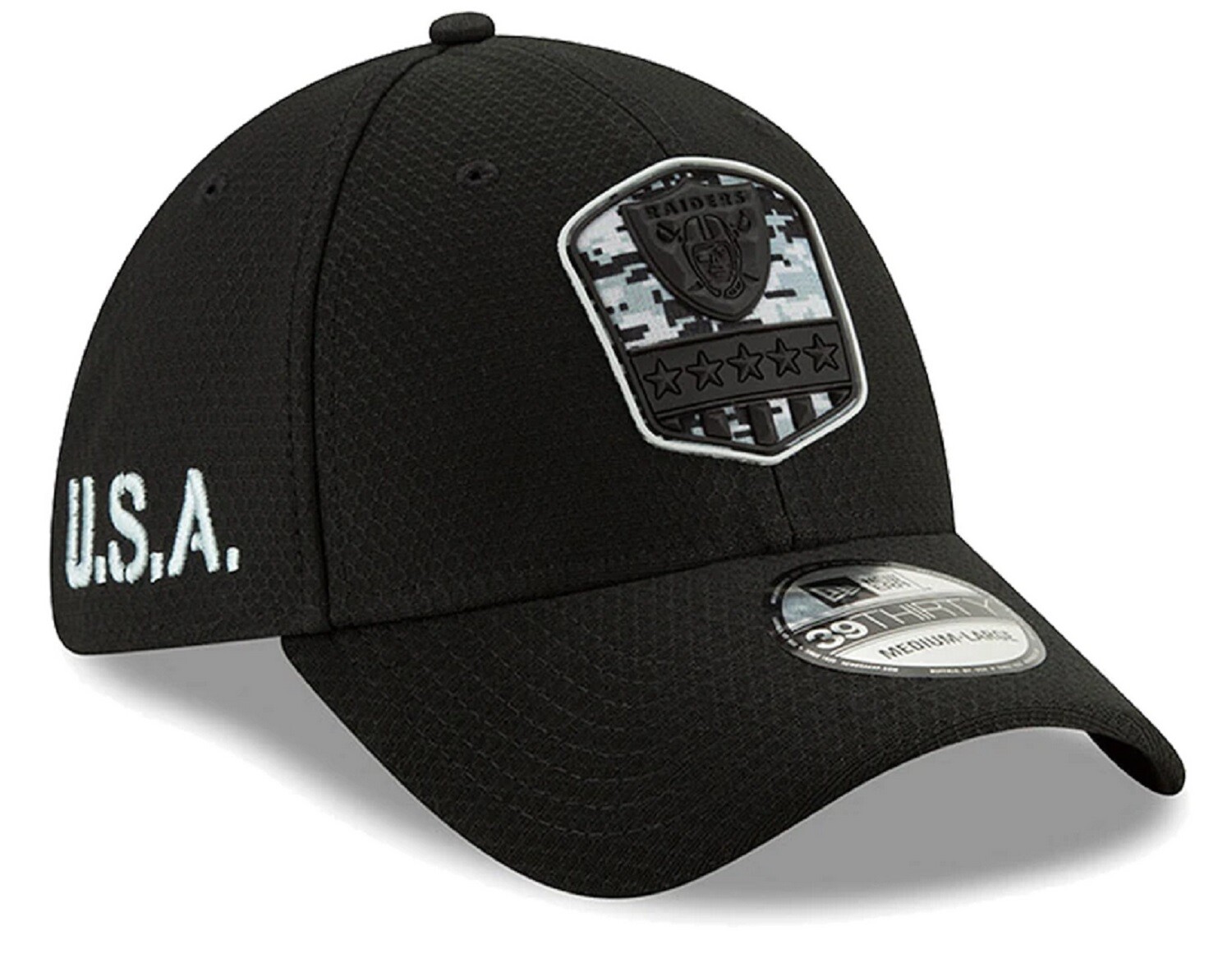 Authentic NFL New Era NWT Raiders Salute To Service Black 39Thirty Flex Hat Cap