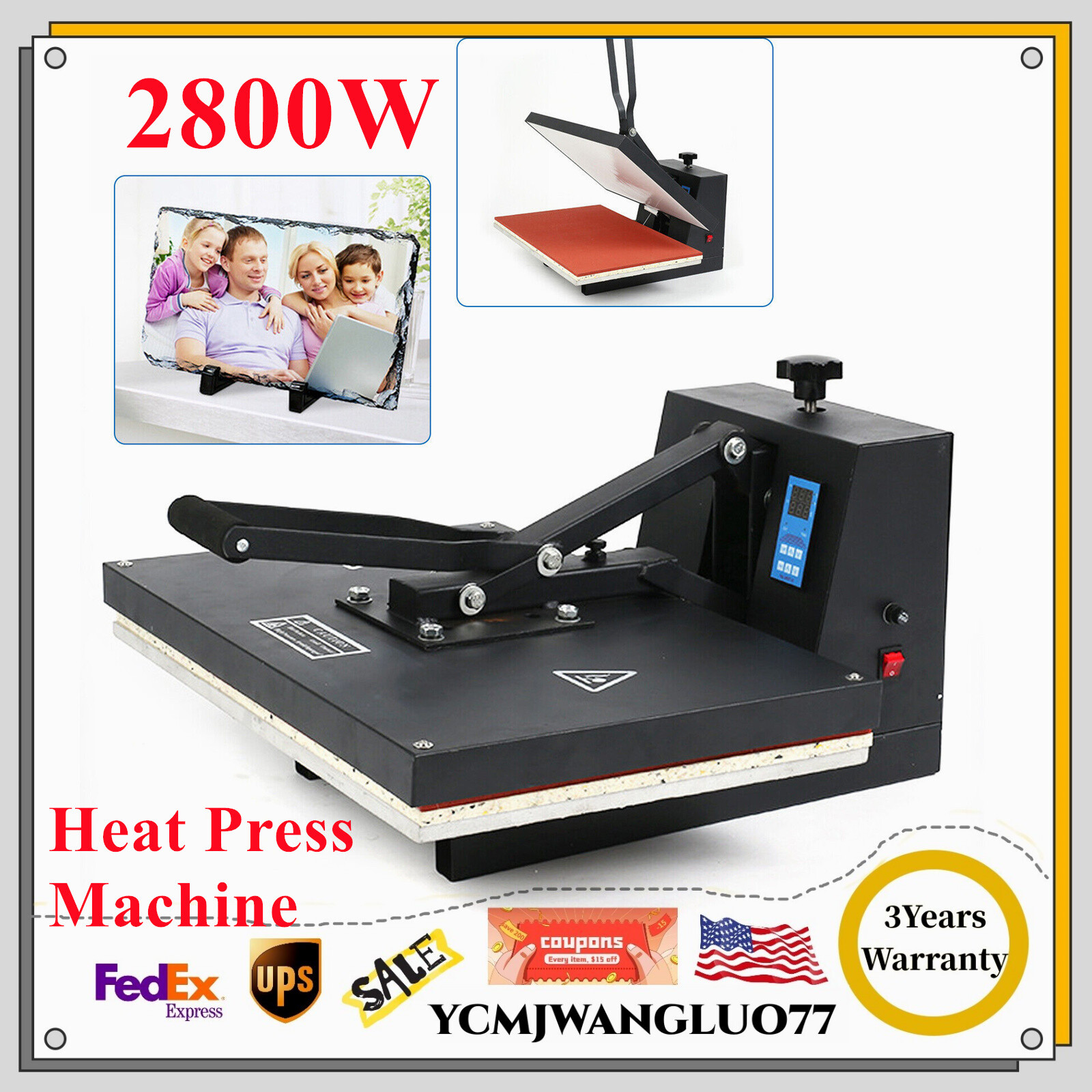 1800W Commercial Heat Press Machine 16" x 24" Digital Display For DIY T-Shirt