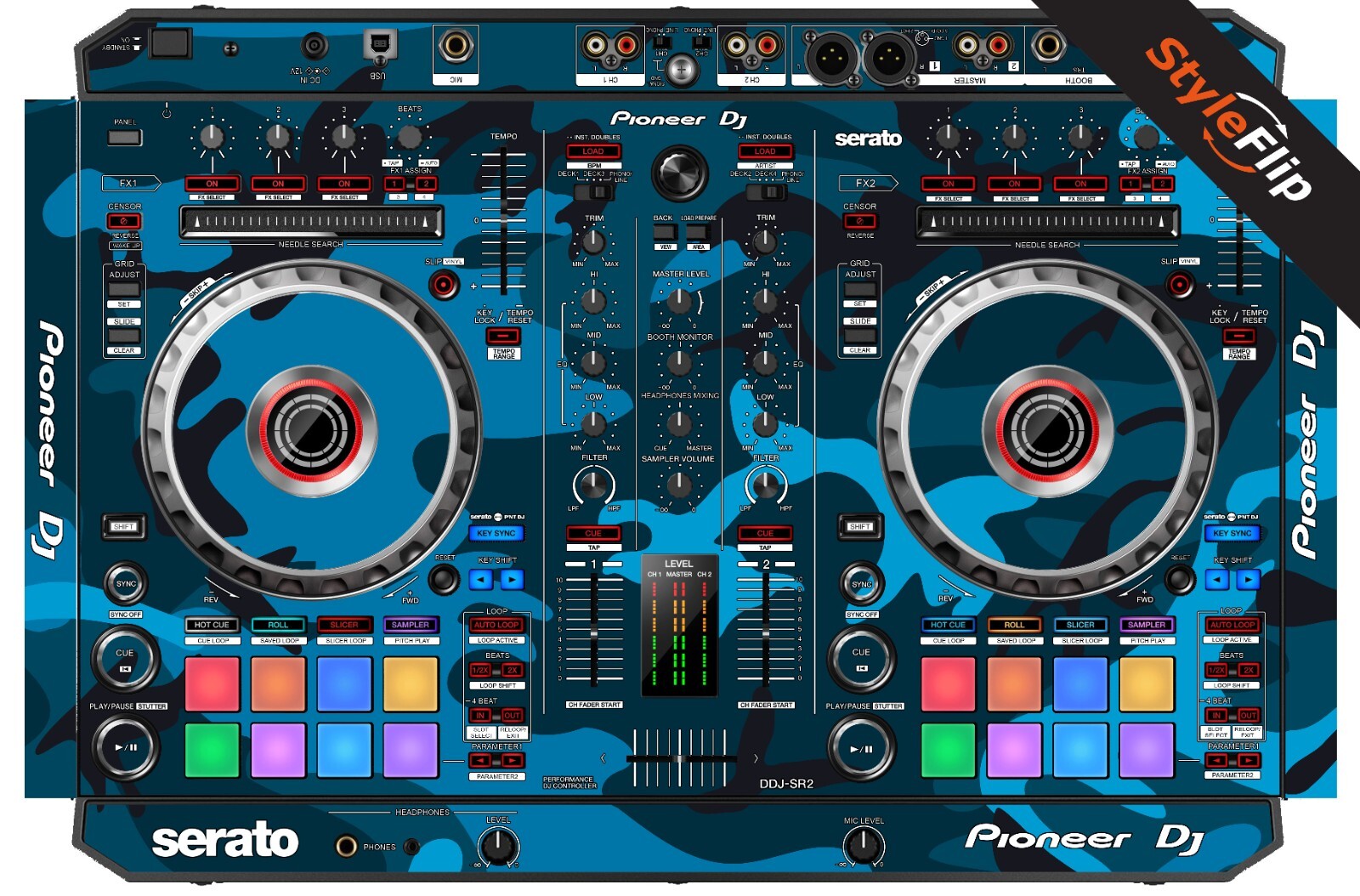 Pioneer DDJ-SR2 Skin | Blue Camo | Protective Decal | StyleFlip Skins