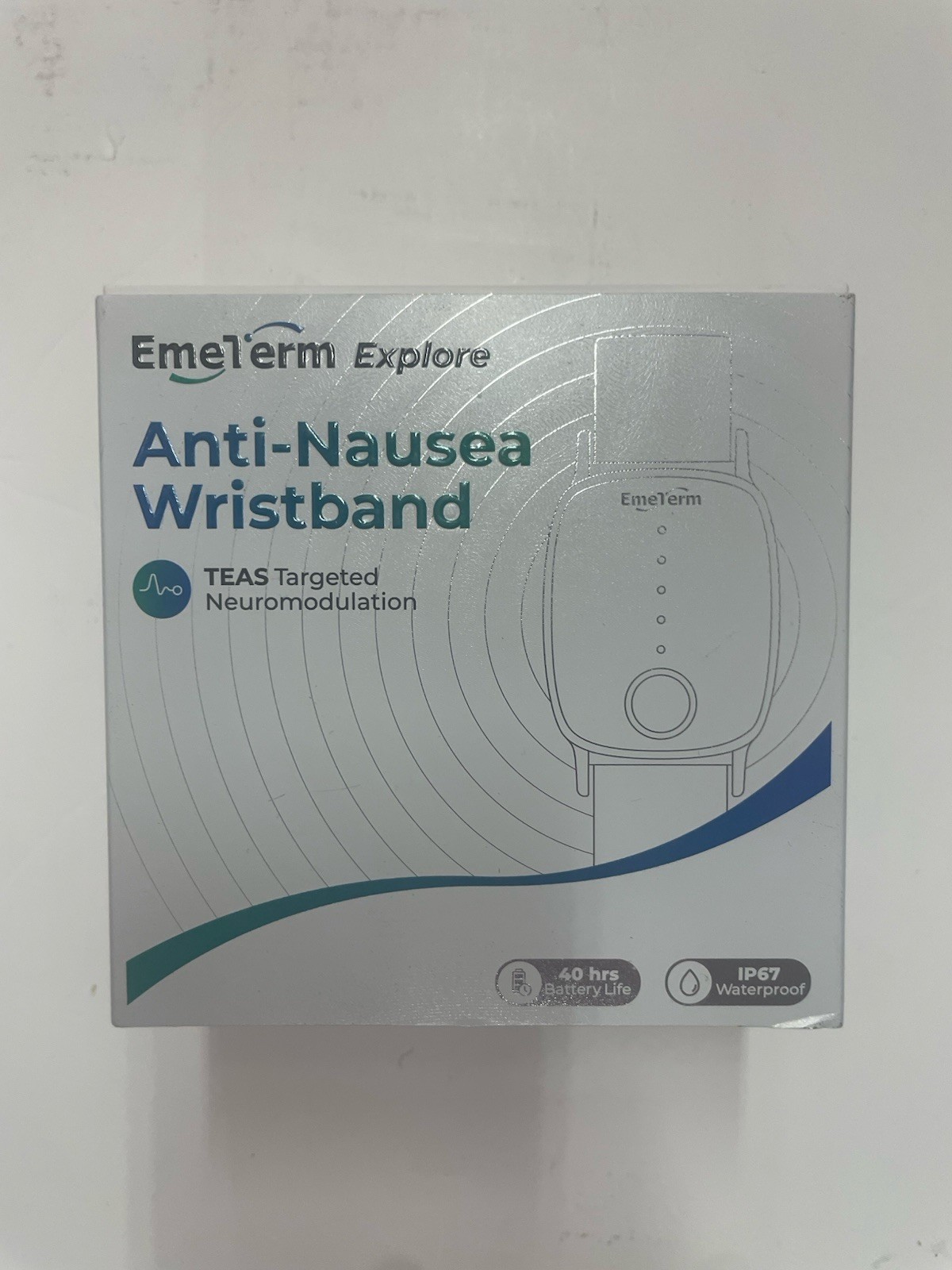 EmeTerm Explore Navy Blue Anti-Nausea Wristband IP67 Waterproof Morning Motio...
