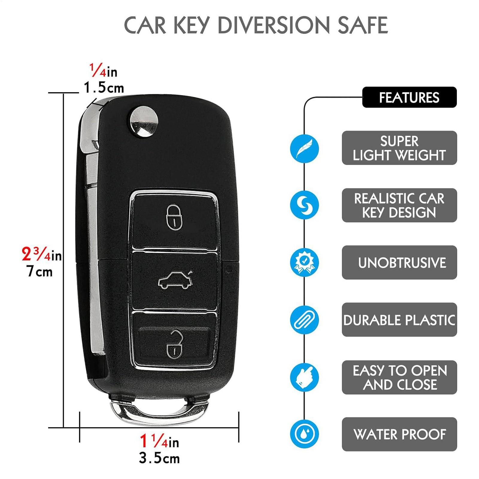 Fake Car Key Diversion Safe - Hidden Secret Compartment Stash it Box