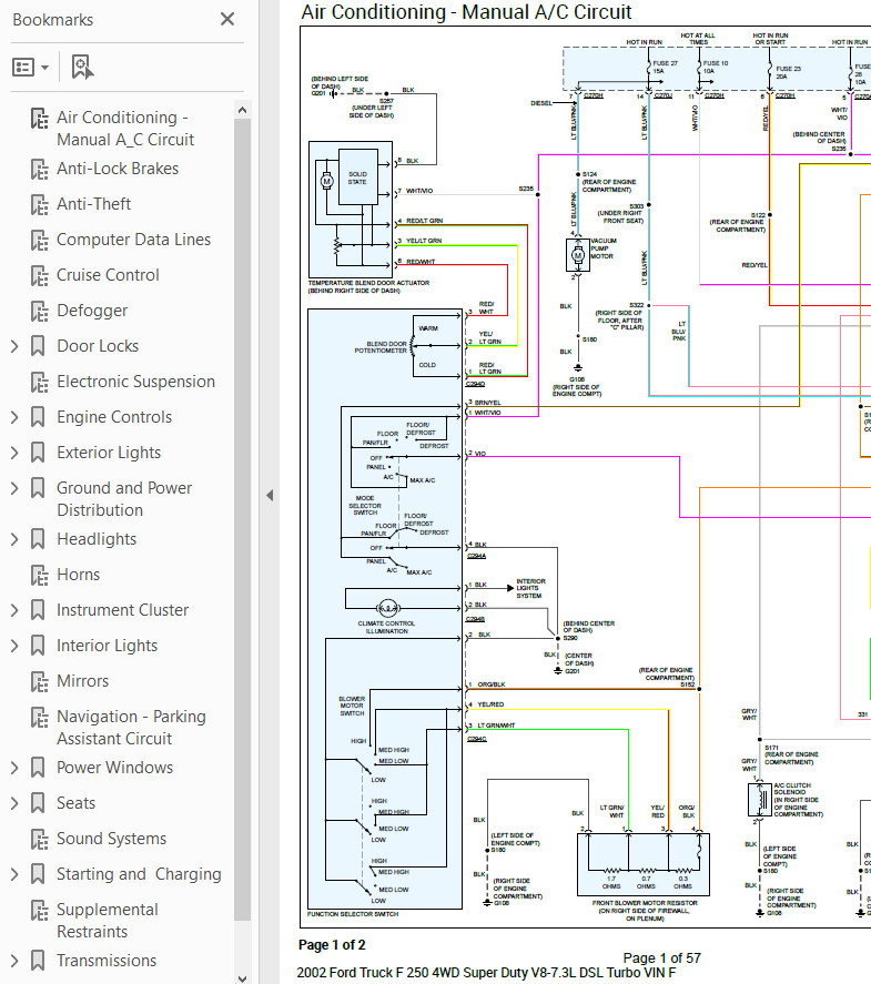Ford F-250 2002 Color Wiring Diagrams Schematic V8 7.3L DSL Turbo 4WD pdf