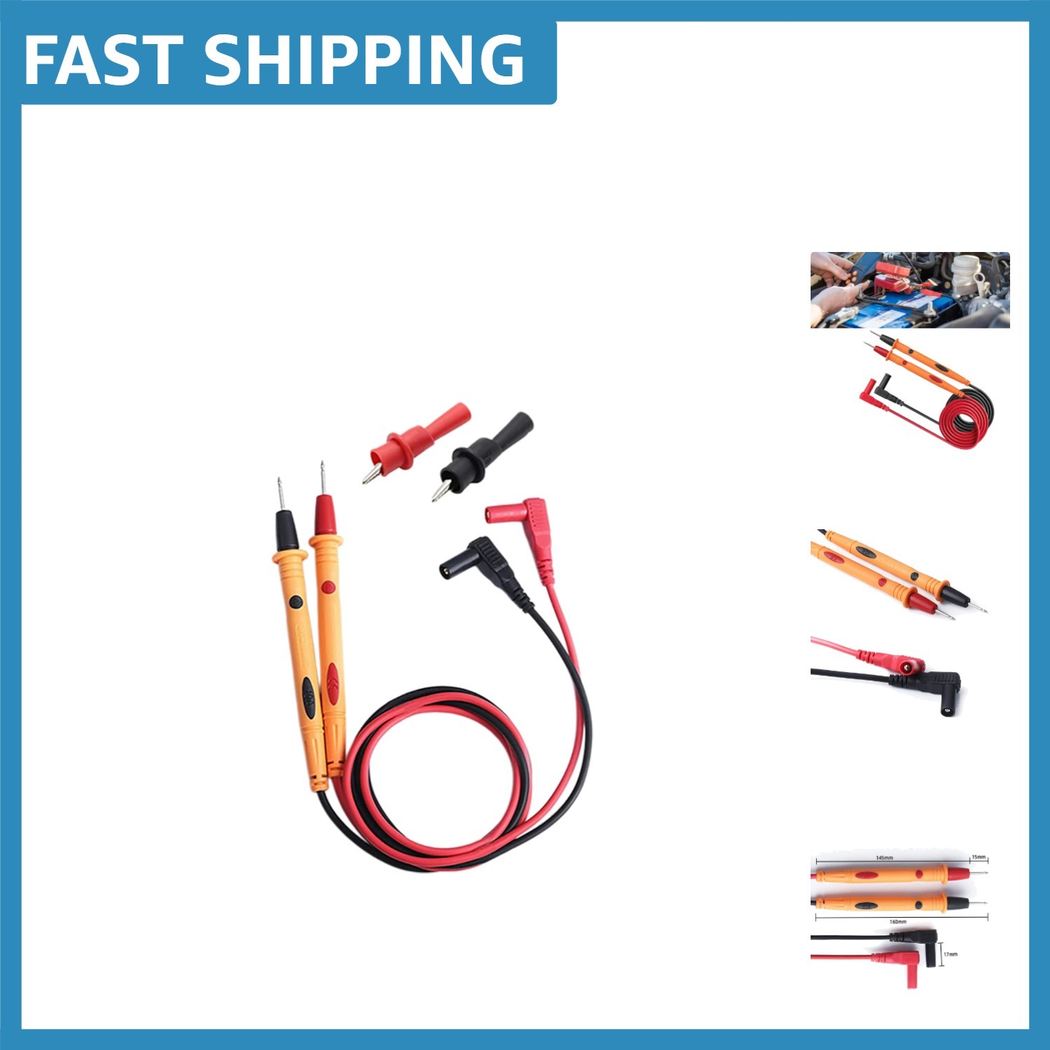 1000V CAT III Precision Multimeter Leads - Durable PVC  Probes, 2 Count