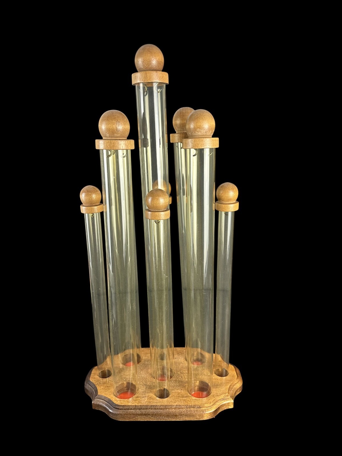 Vtg Violin string display Tubes Wood base Music Room Decor accessory Unique