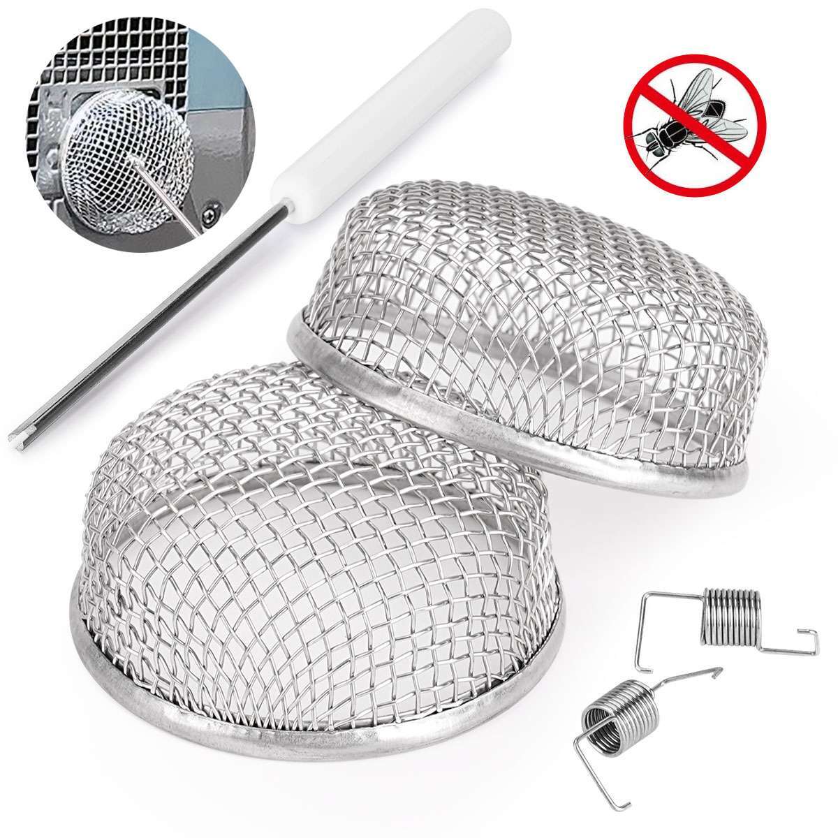 2 Pack For RV Furnace Vent Cover 2.8 Inch Camper Heater Flying Insect Bug Screen