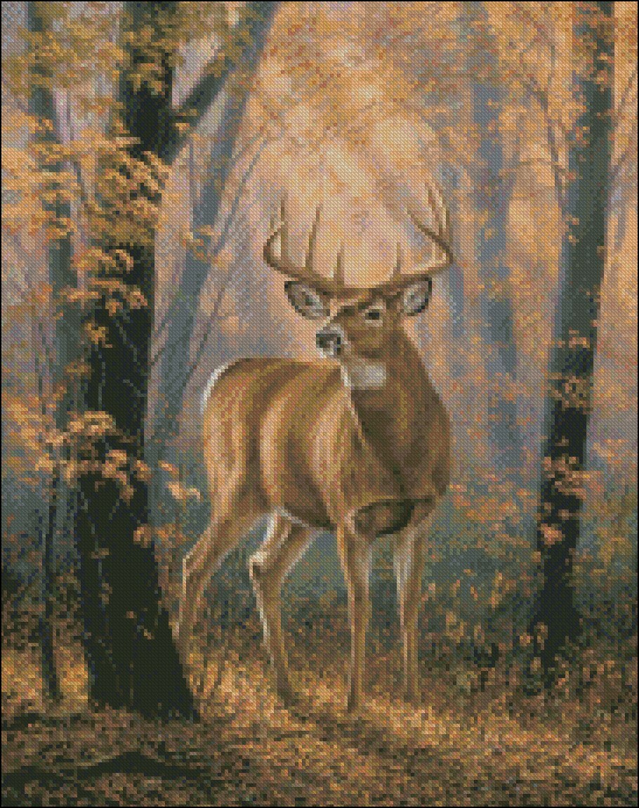 Forest Deer - Counted Cross Stitch Patterns - Color & BW Symbols Charts