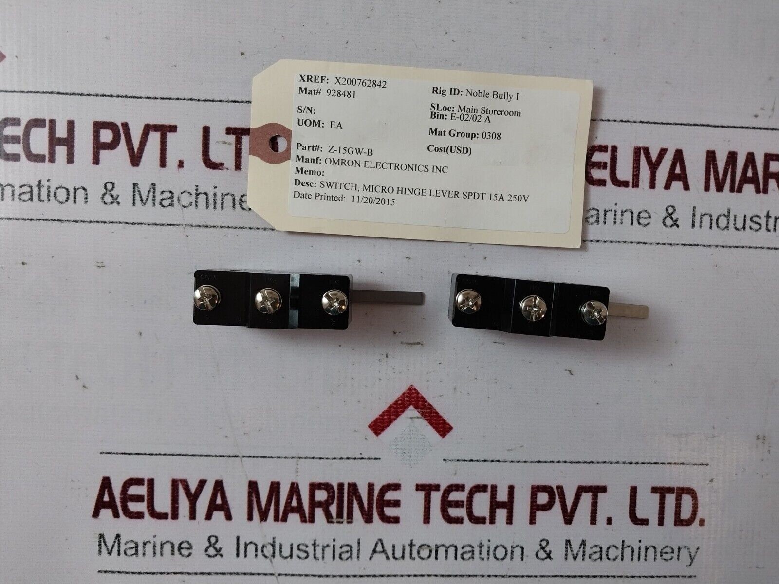 Lot of 2X Omron Z-15gw-b Micro Switch 15a 250v