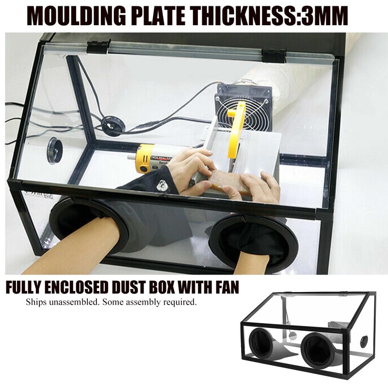 Enclosed Dust Box with Fan And LED for Jewelry Table Polisher