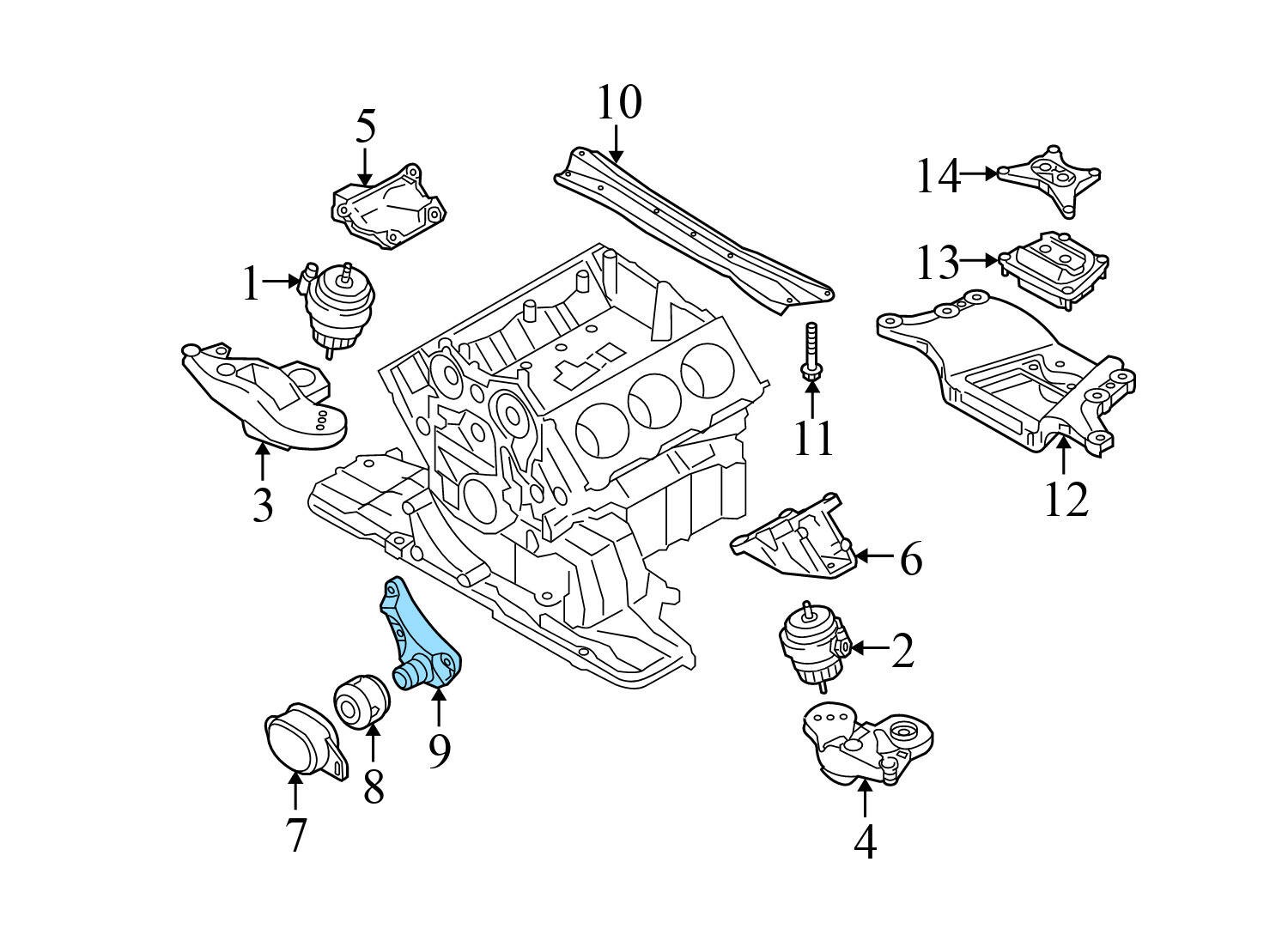 2005-2011 AUDI A6 - Radiator / CORE Support SNUB Mount 4F0199343G