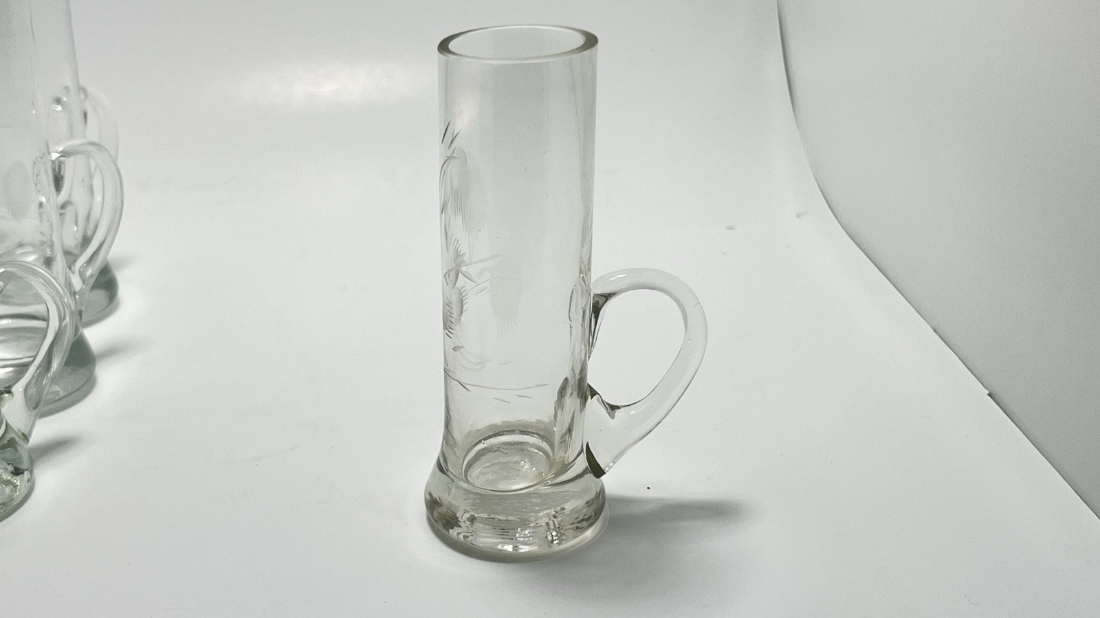 Set of 11 Vintage Etched Bohemian Crystal Shot Cordial Glass w/ Handle Barware