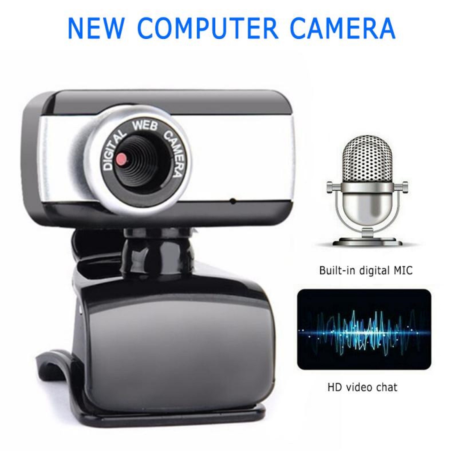 480P Webcam USB 2.0 Web Camera Built-in Microphone for Windows PC