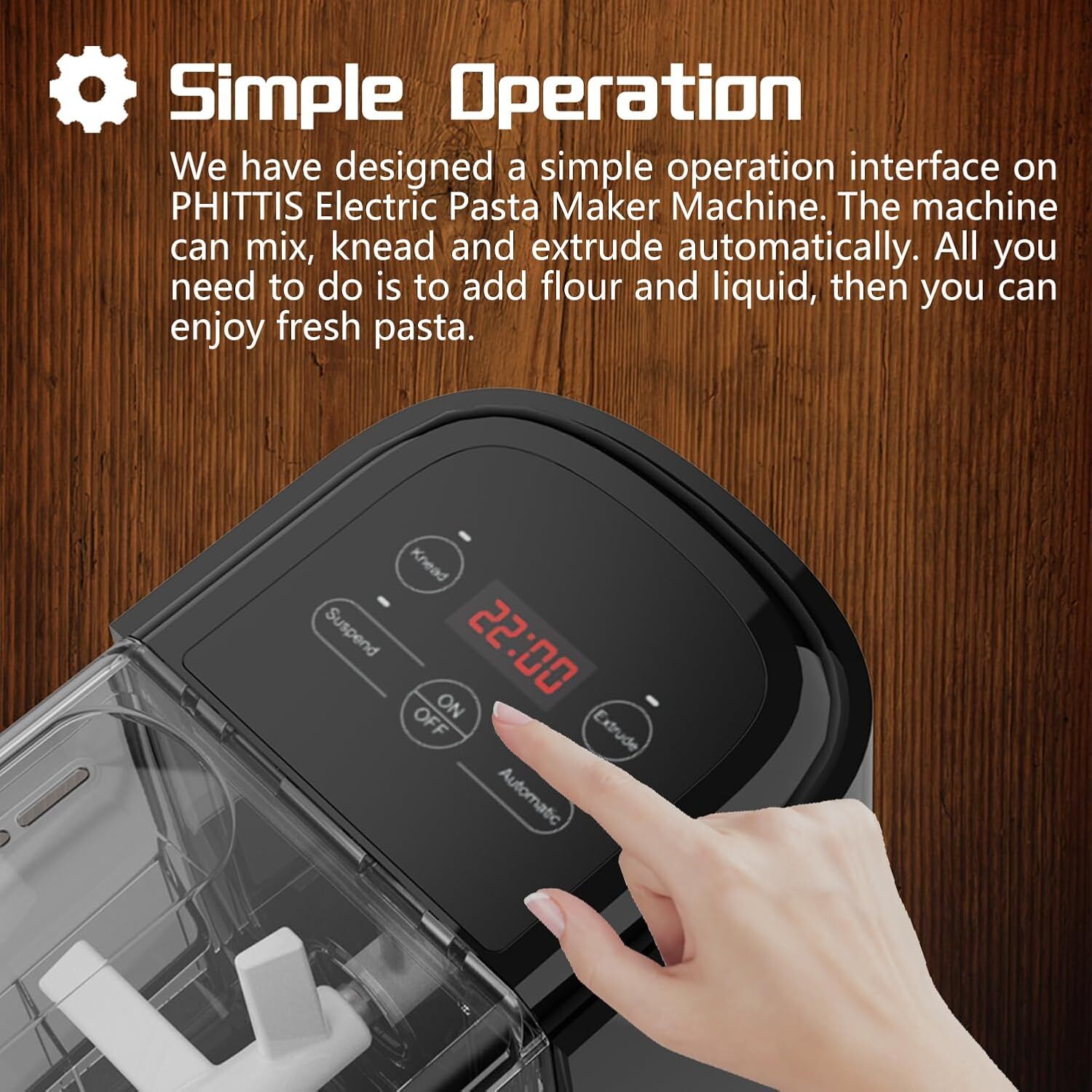PHITTIS Electric Pasta Machine, Automatic Pasta Maker Machine 8 Discs