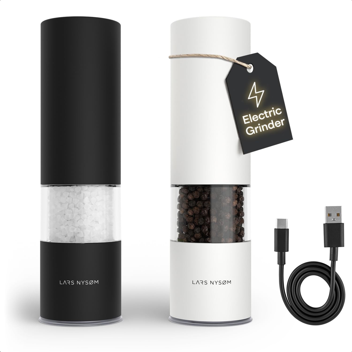 LARS NYSØM Electric Salt and Pepper Grinder Set I Automatic Salt and Pepper