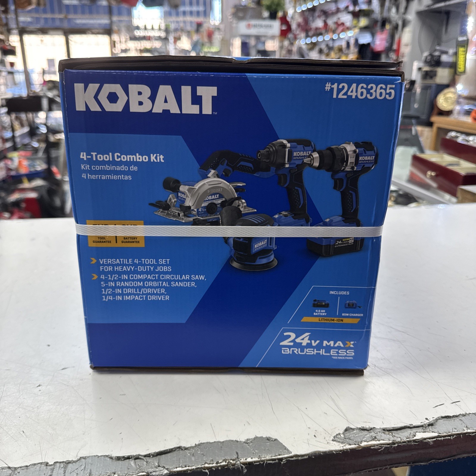 = Kobalt 4 Tool Combo Kit 4-1/2" Compact Circular Saw Sander Drill Driver Impact