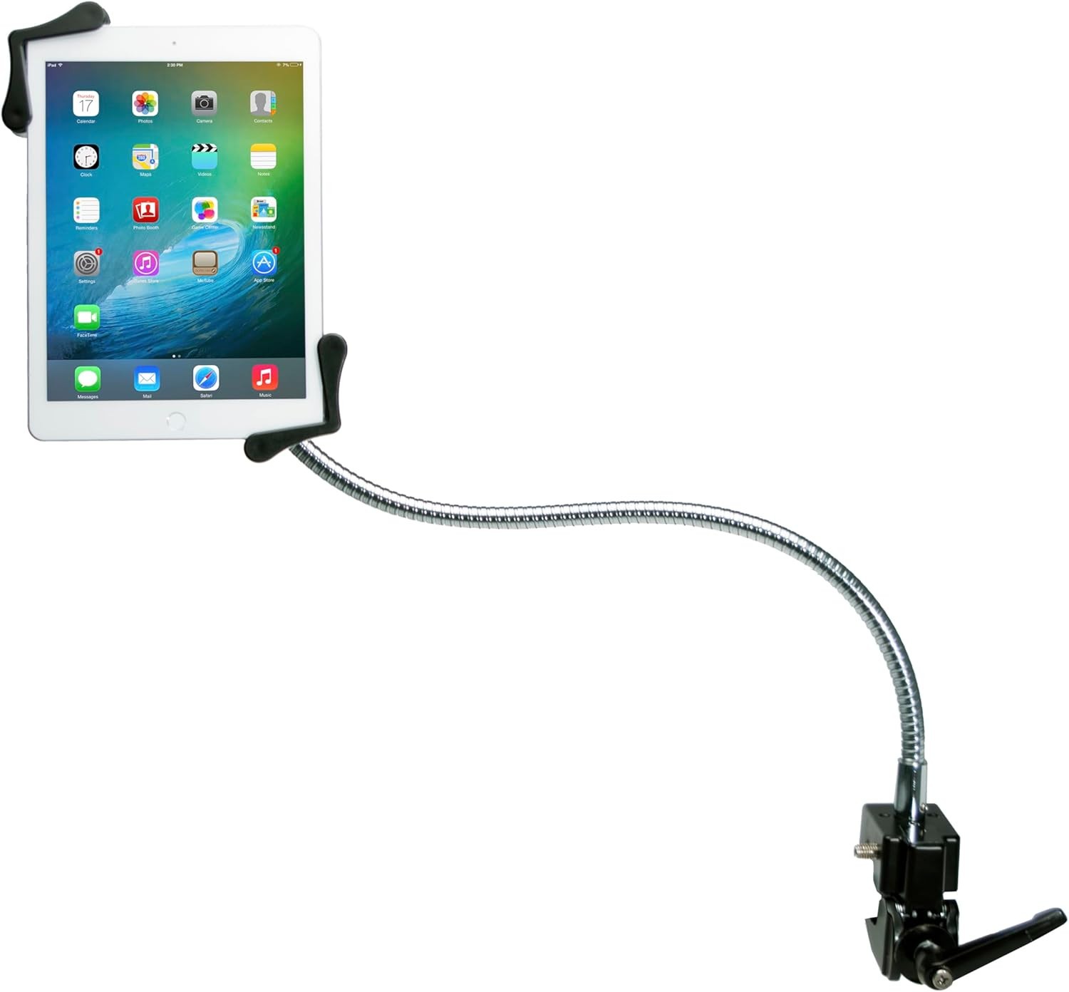 CTA Digital PAD-HGT Heavy Duty Gooseneck Clamp Stand for 7-13" Tablets Black