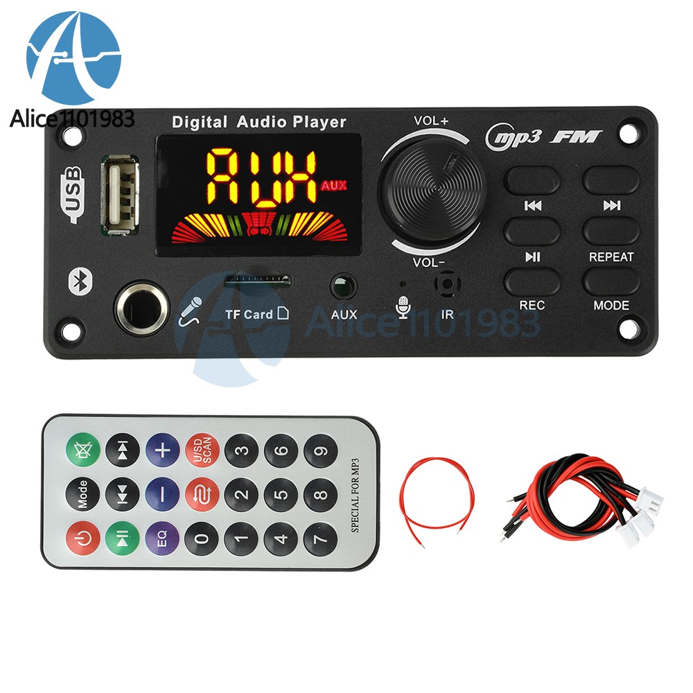 DC 7-24V Bluetooth 5.0 DIY MP3 WAV Decoder Board 2*50W Amplifier color screen