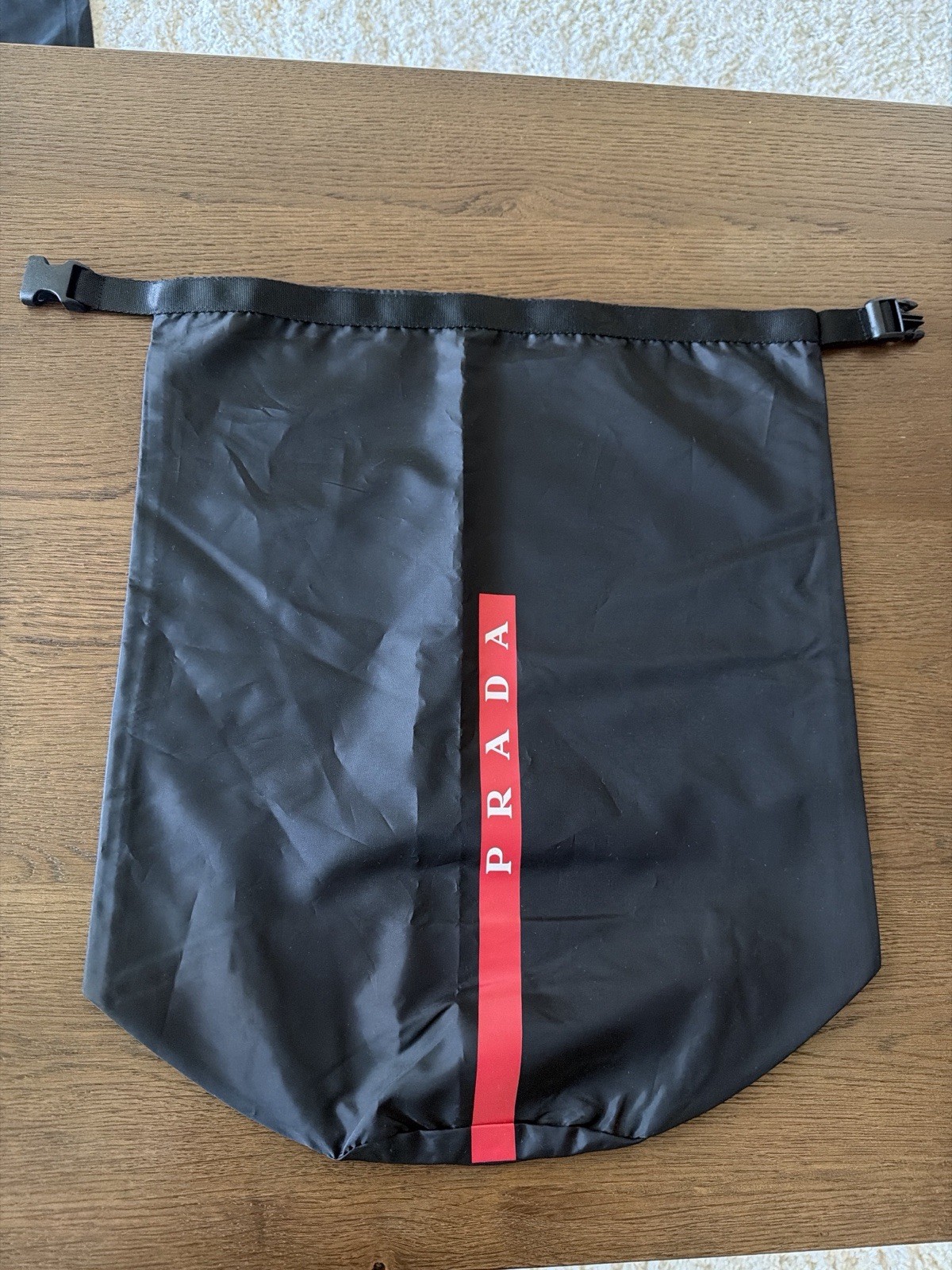 Authentic Prada Dust Bag Black Nylon Drawstring Storage Pouch Large Logo 15x17