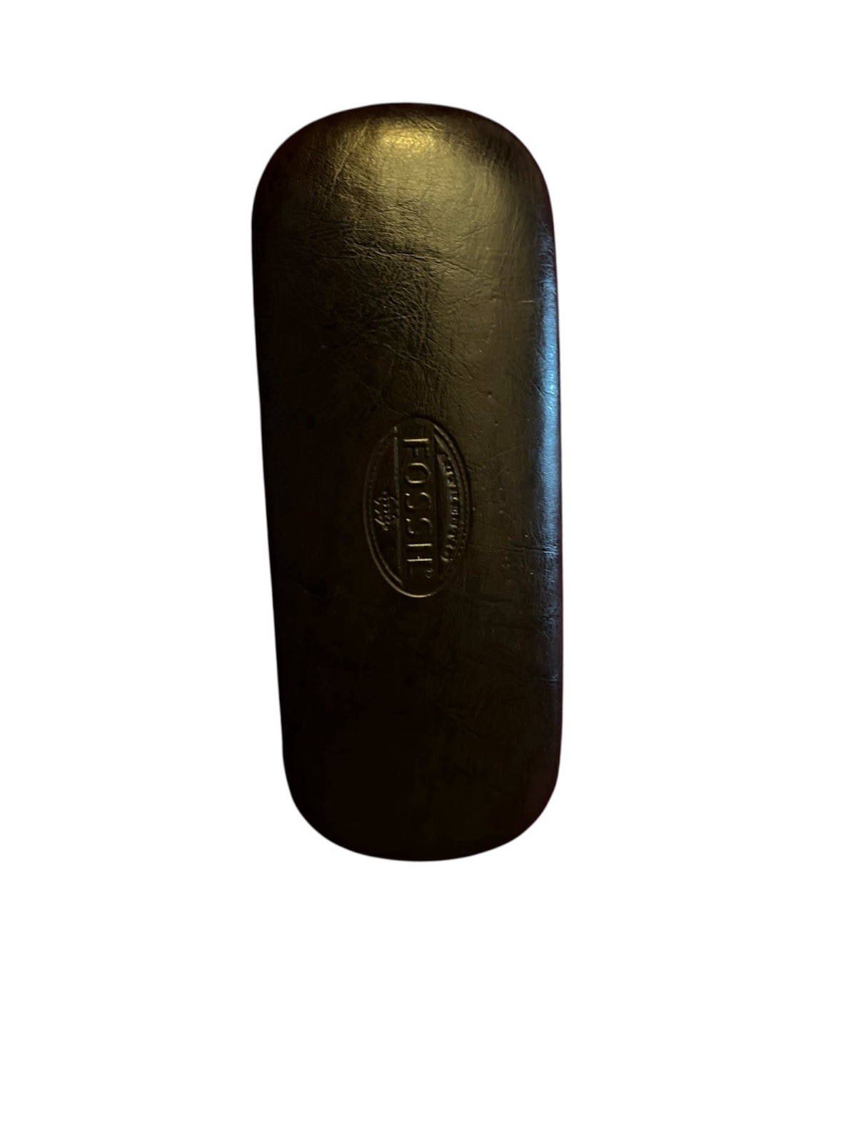 Fossil Eye Glasses Sunglasses Hard Protective Faux Brown Leather Case