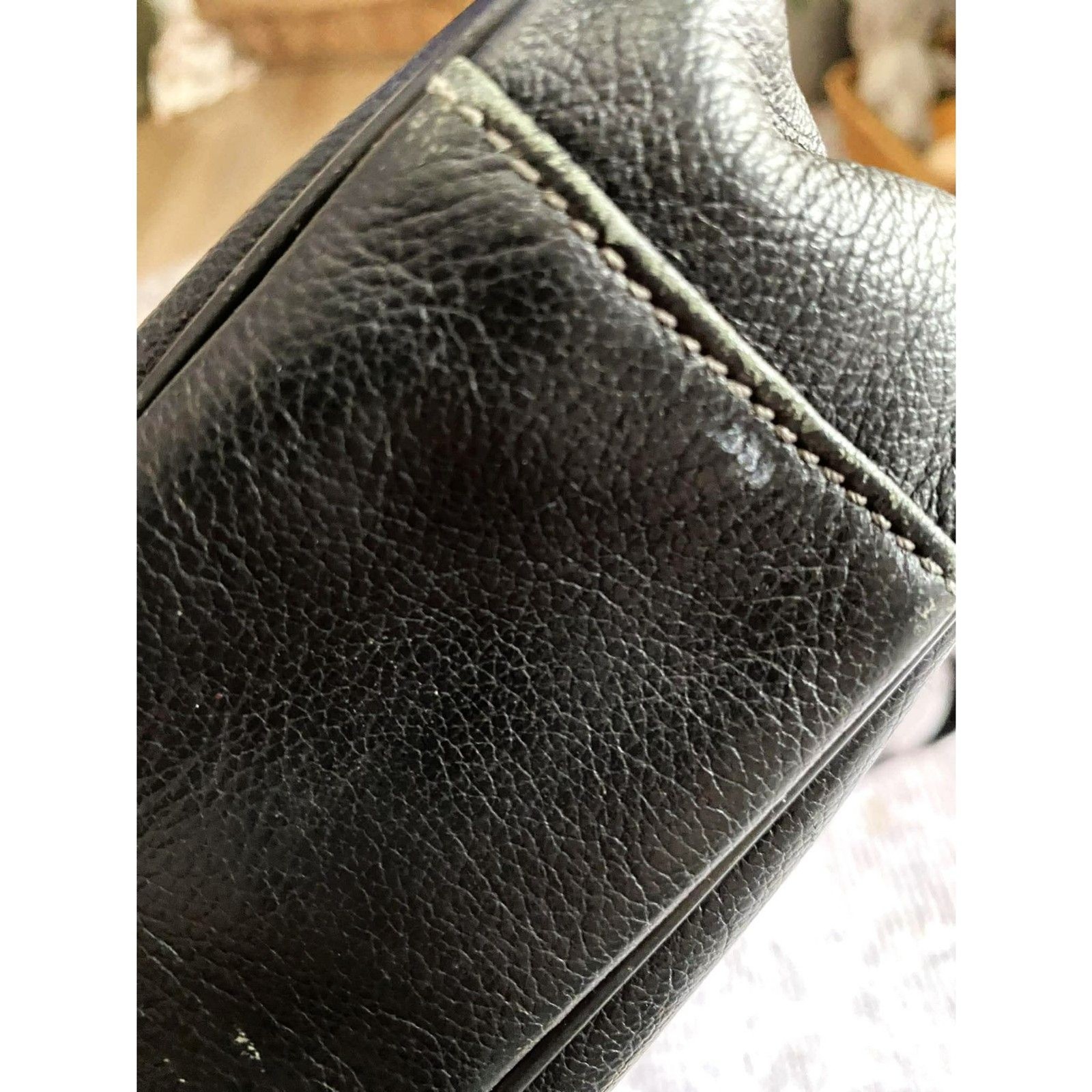 Hexagona Black Leather Briefcase Shoulder Bag Adjustable Straps