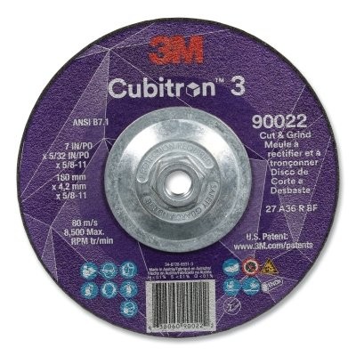 Cubitron™ 3 Cut and Grind Wheel, 7 in dia x 5/32 in Thick x 5/8 in-11 Arbor, 36+
