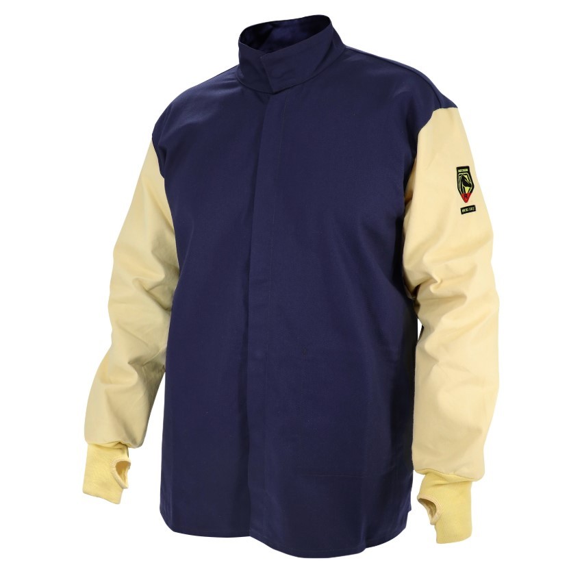 Black Stallion JH3025-NY Arc-Rated Aramid & FR Cotton Hybrid Welding Jacket, SM