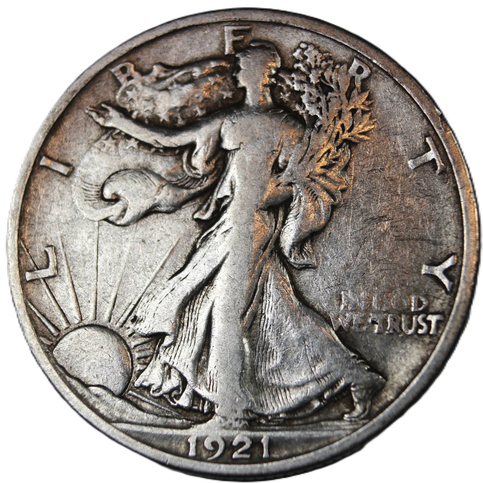 1921-S 50C Walking Liberty Half Dollar- choice VF ( reverse scratch) smh-118