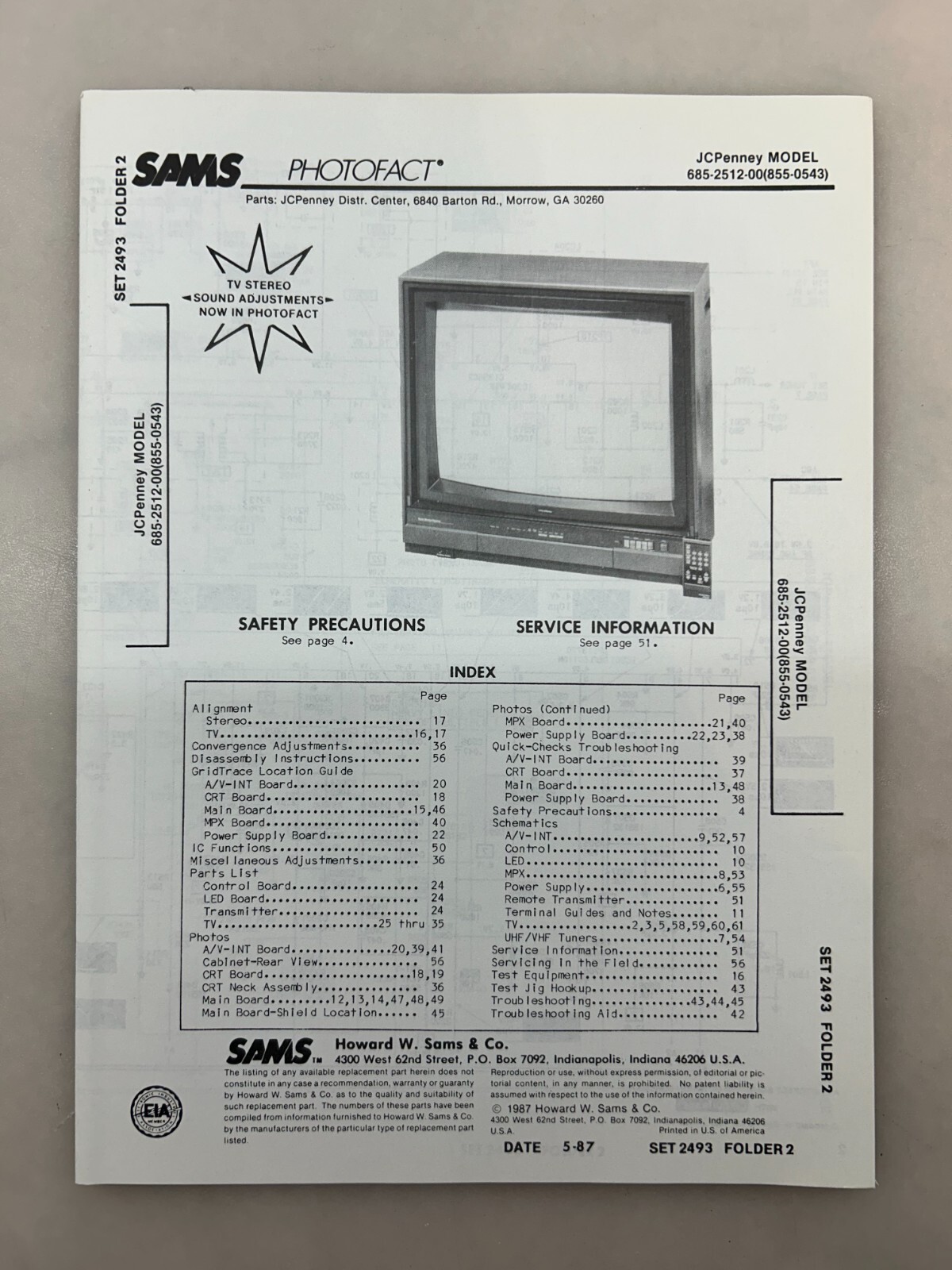 JCPenney 685-2512-00 Service Manual Sams Photofact Free Shipping