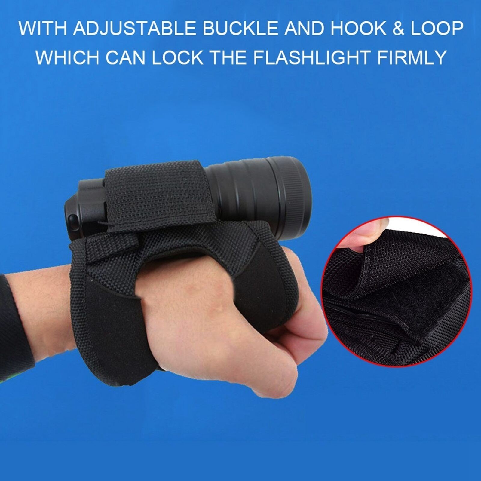 Durable Portable Black Diving Light Flashlight Torch Holder Glove Underwater