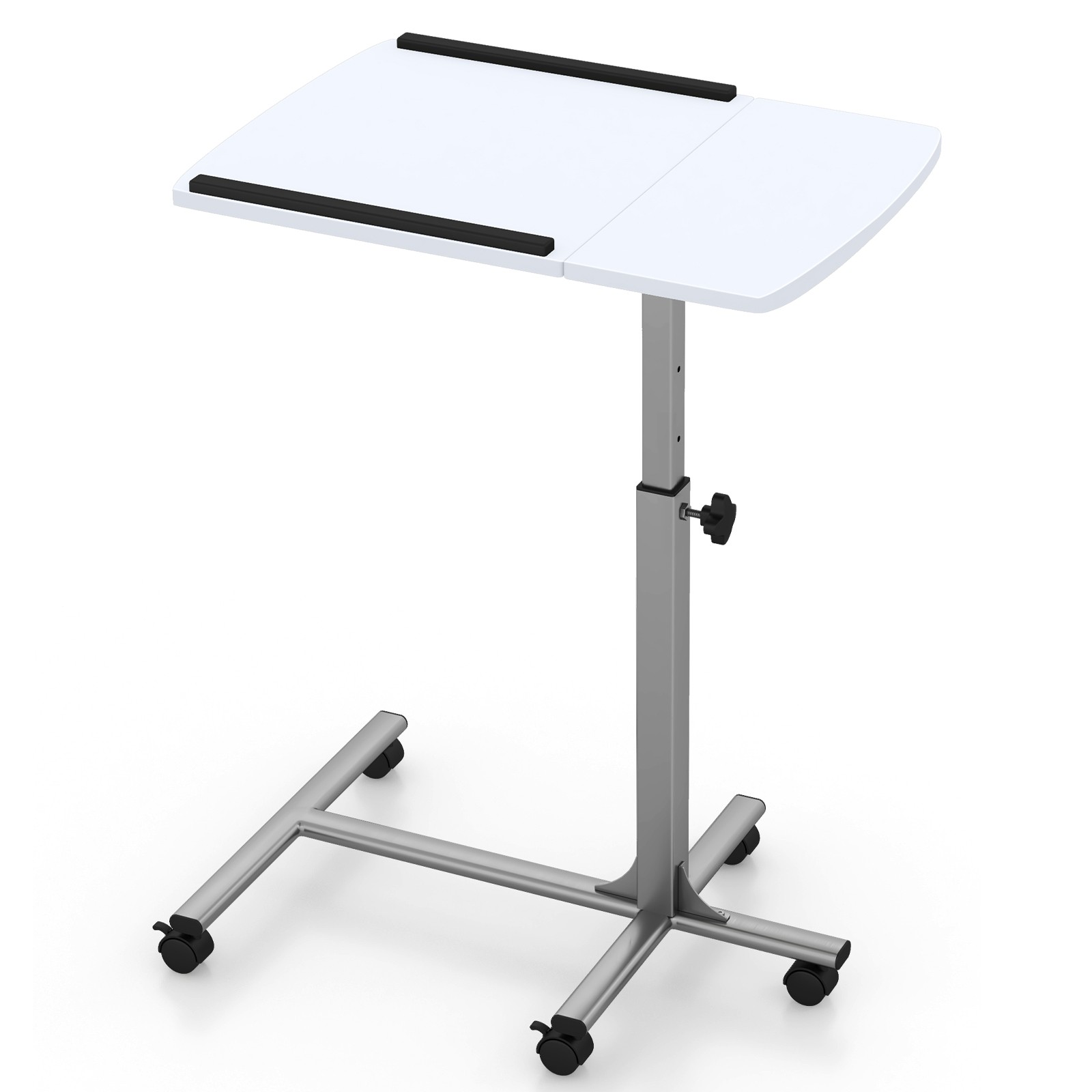 Height Adjustable Metal Frame Laptop Desk Standing Desk with Lockable Casters