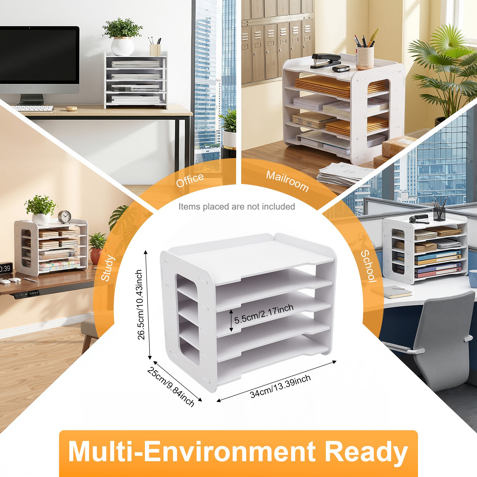 Stackable File Organizer Tray Desk Desktop Paper Document Tray Holder 5 Tiers