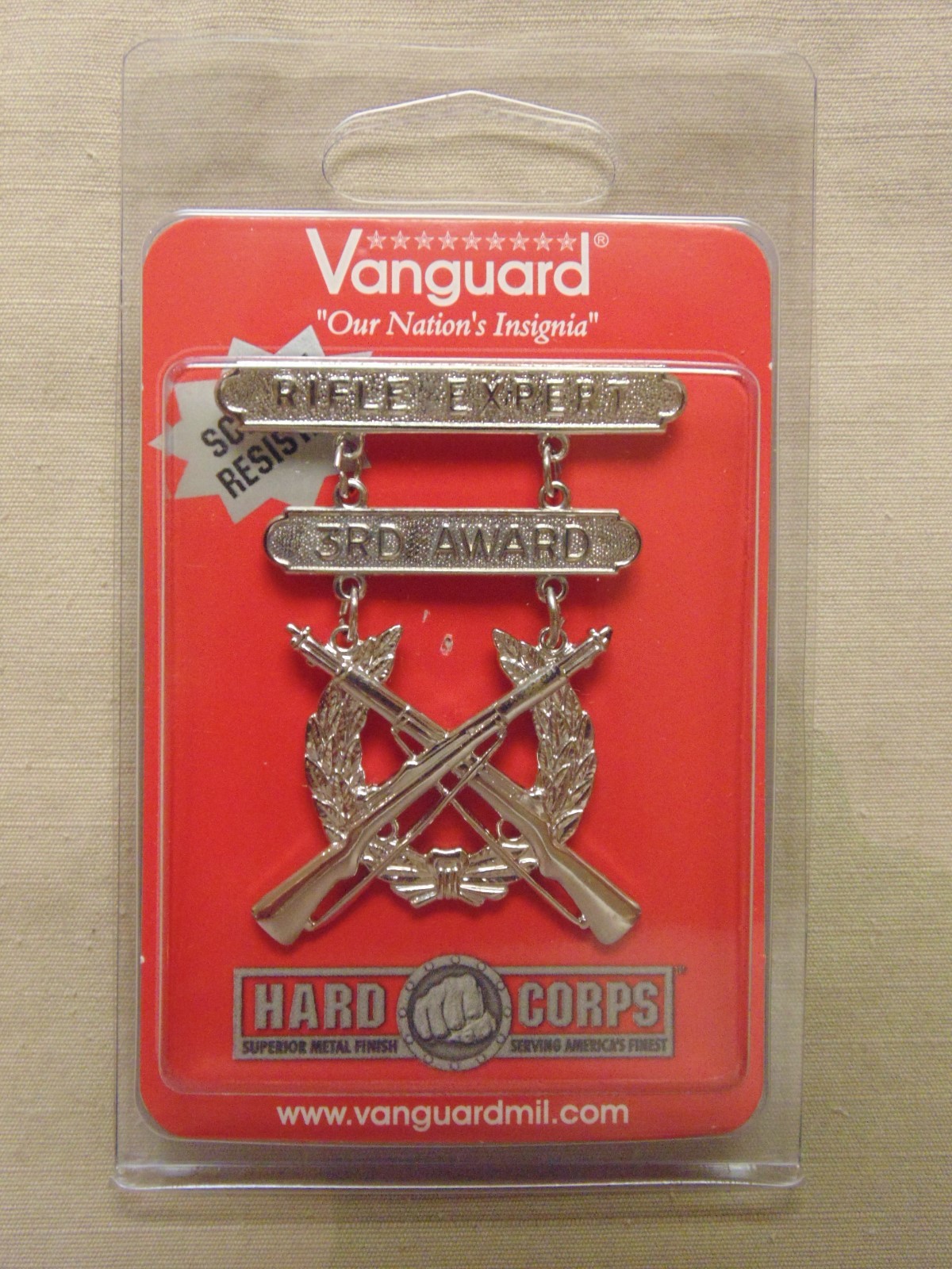 USMC US MARINE CORPS ALL RANKS RIFLE EXPERT SILVER BREAST BADGE 3RD AWARD NIP