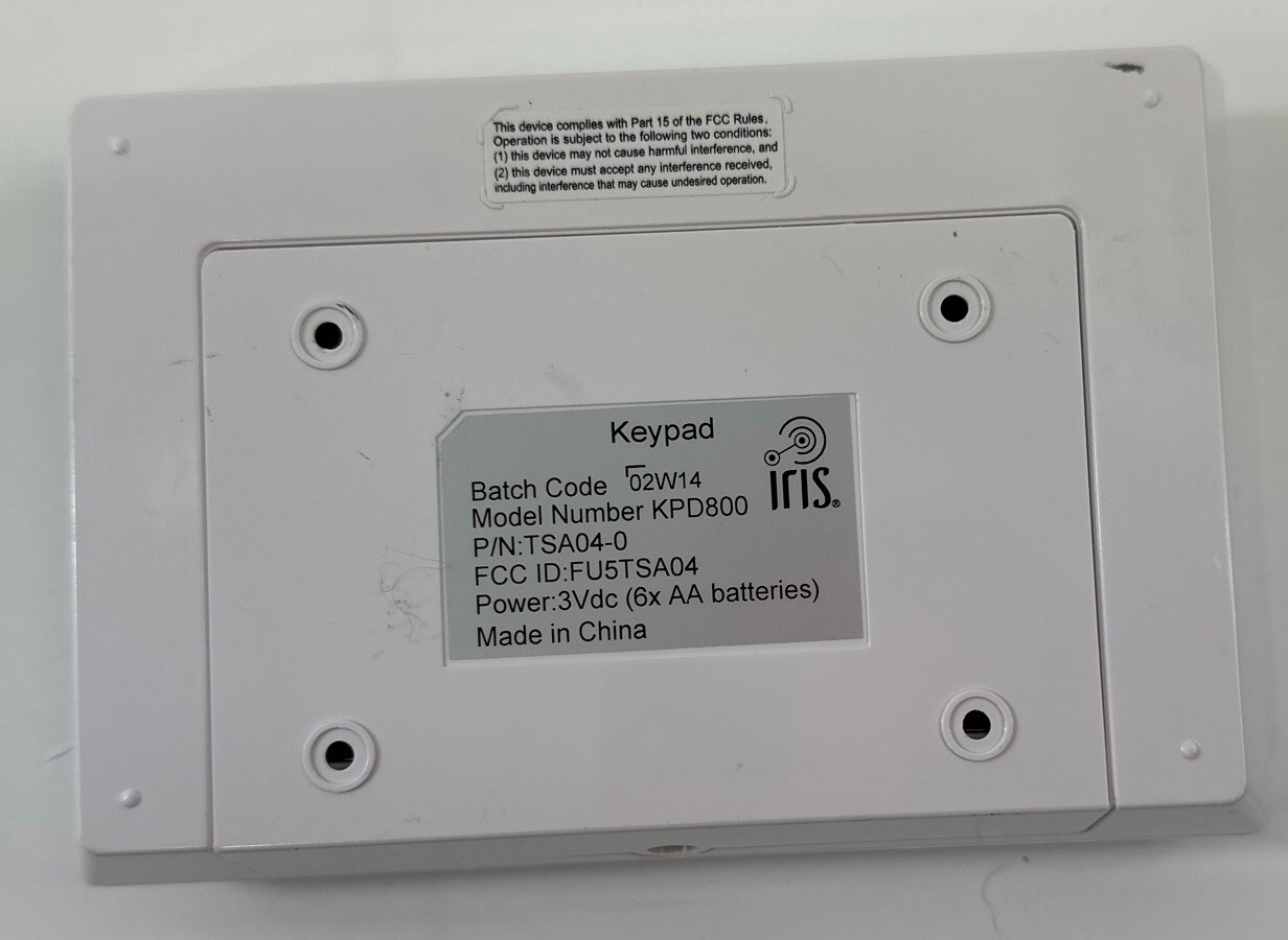 IRIS Security Keypad Model KPD800 Smart System Control Tested